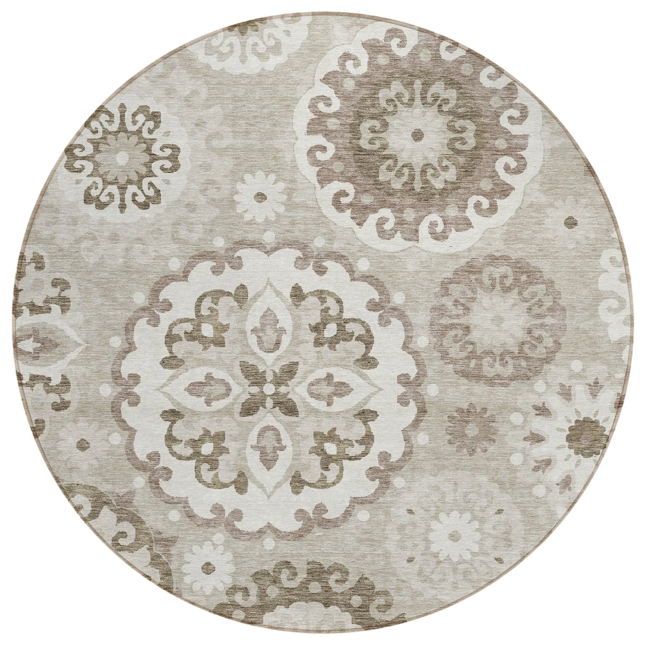 Machine Washable Indoor/ Outdoor Chantille Casual Medallion Rug