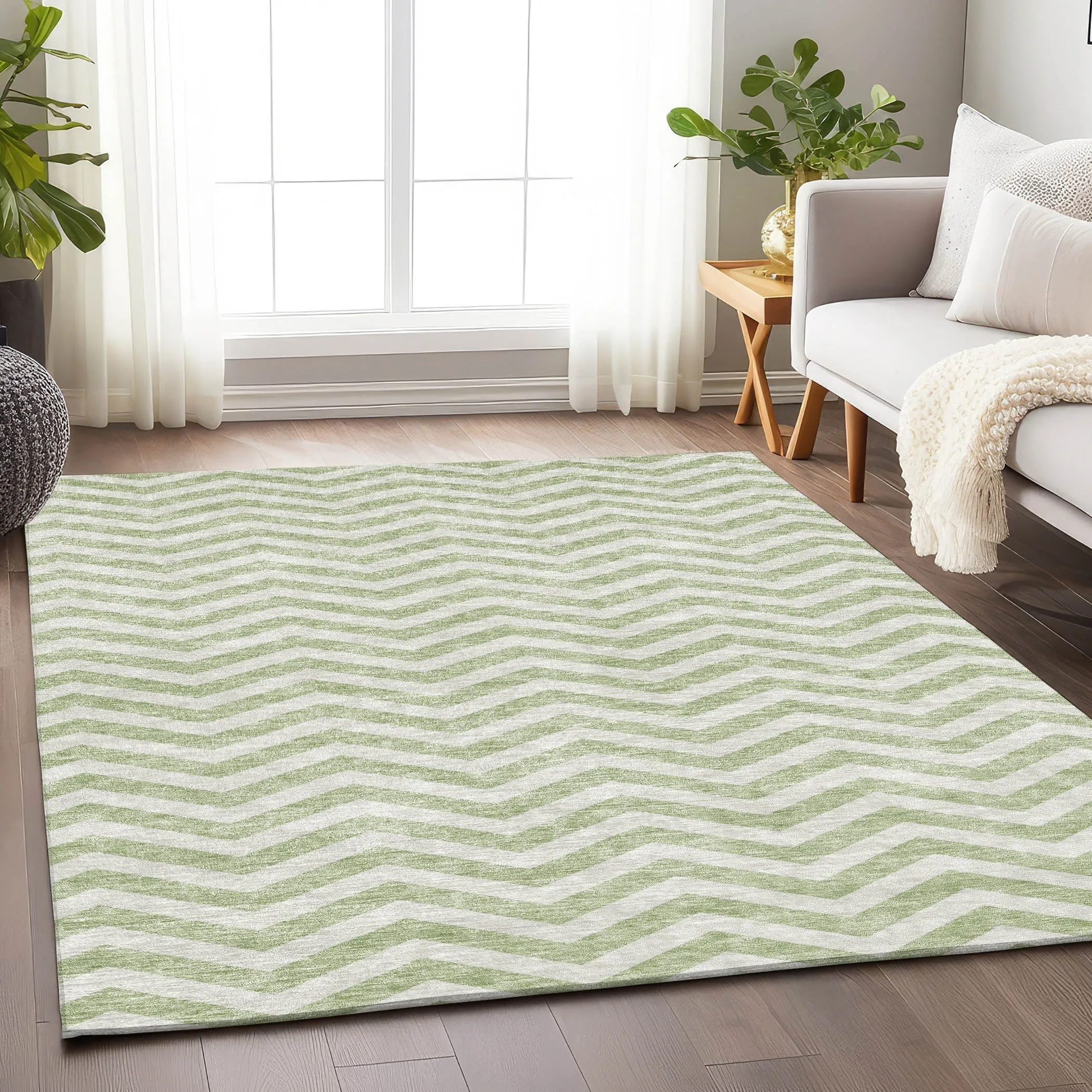 Machine Washable Indoor/ Outdoor Chantille Chevron Stripe Rug