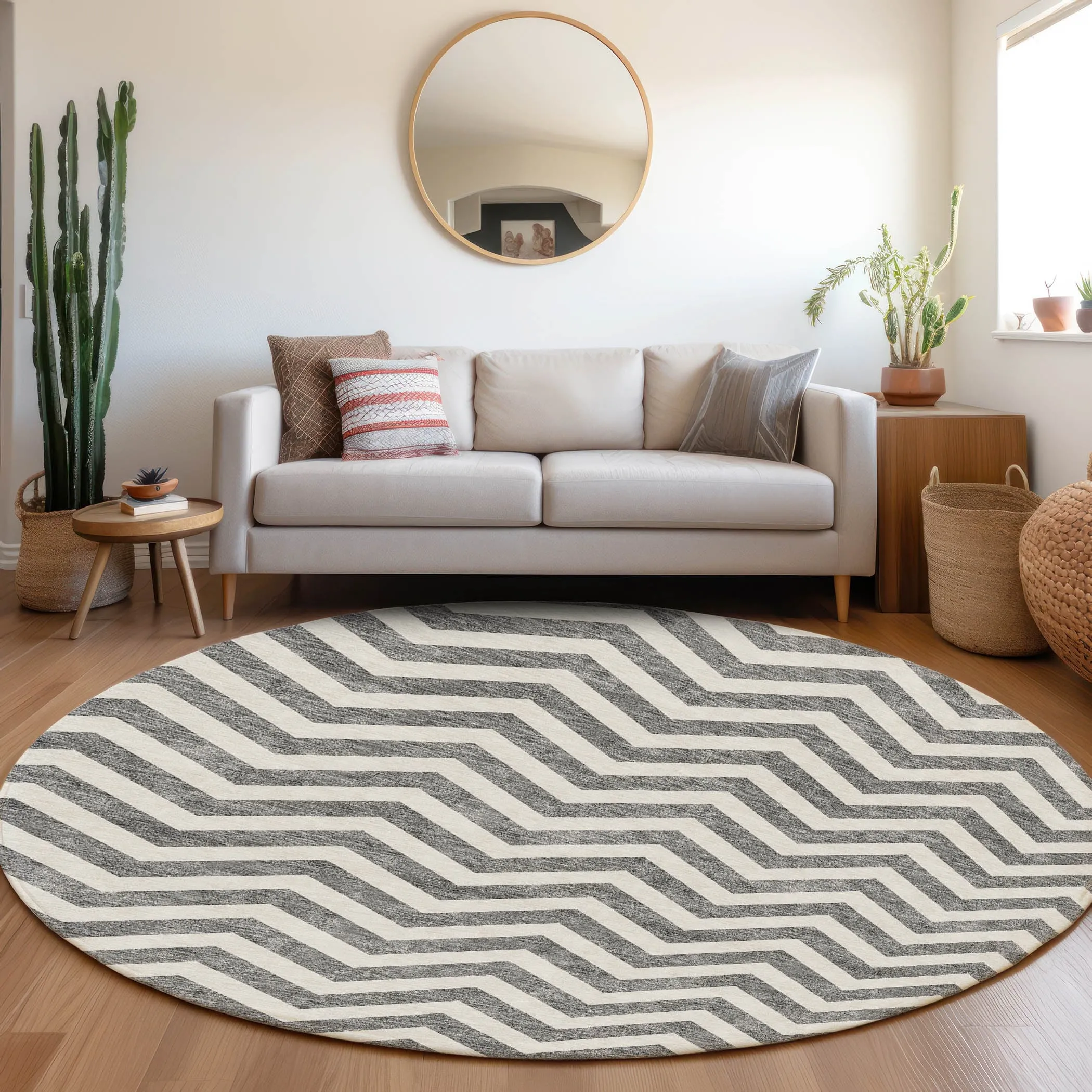 Machine Washable Indoor/ Outdoor Chantille Chevron Stripe Rug