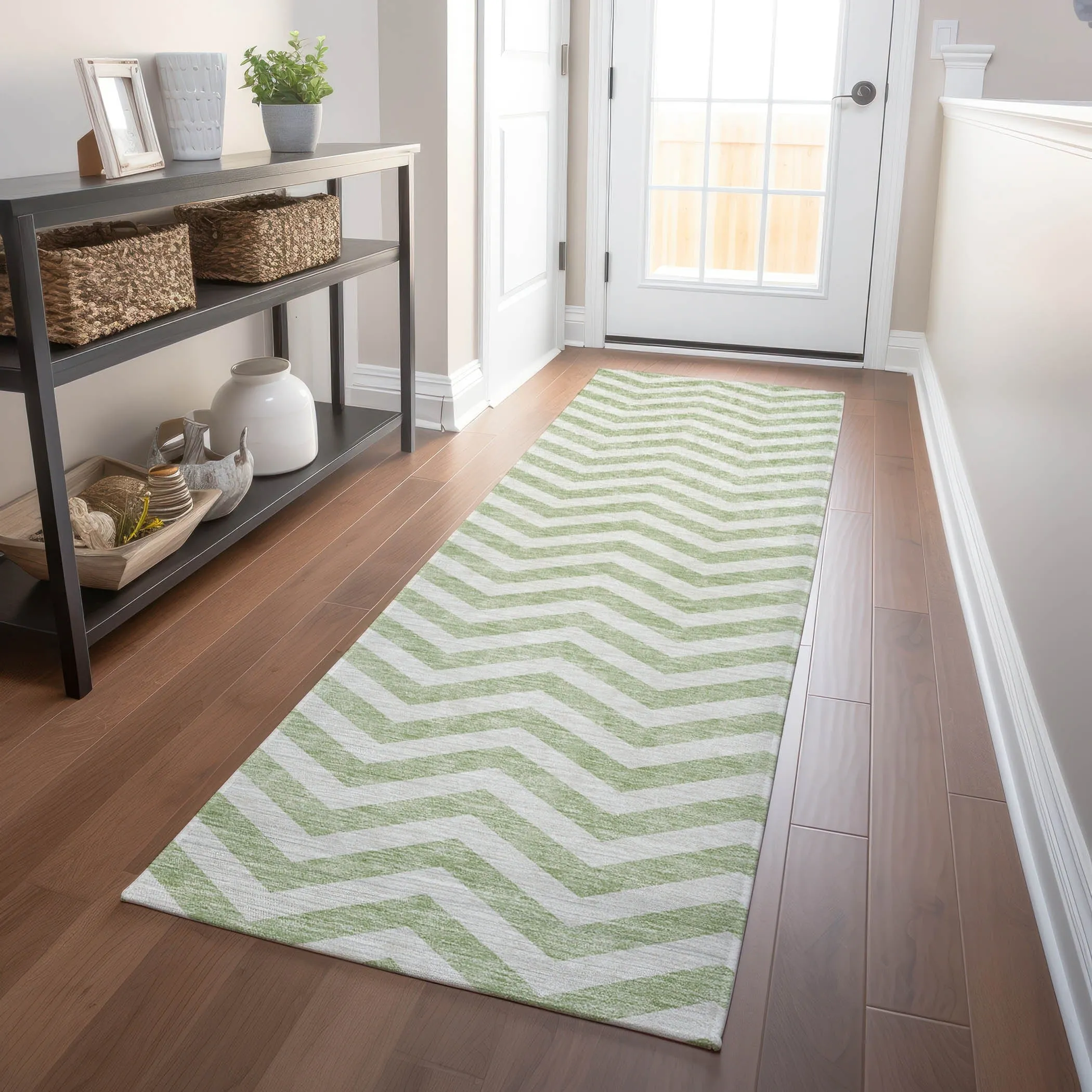 Machine Washable Indoor/ Outdoor Chantille Chevron Stripe Rug