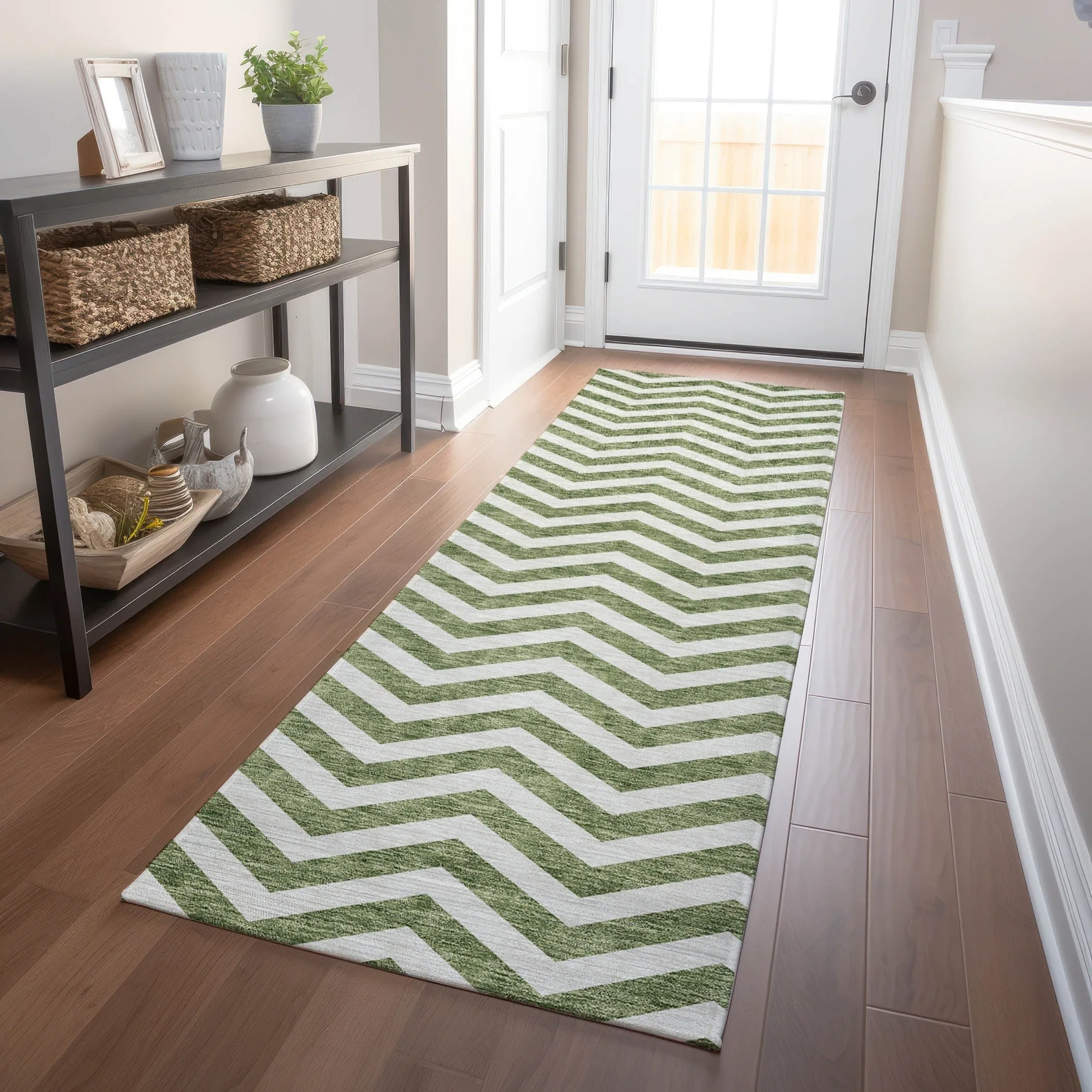 Machine Washable Indoor/ Outdoor Chantille Chevron Stripe Rug