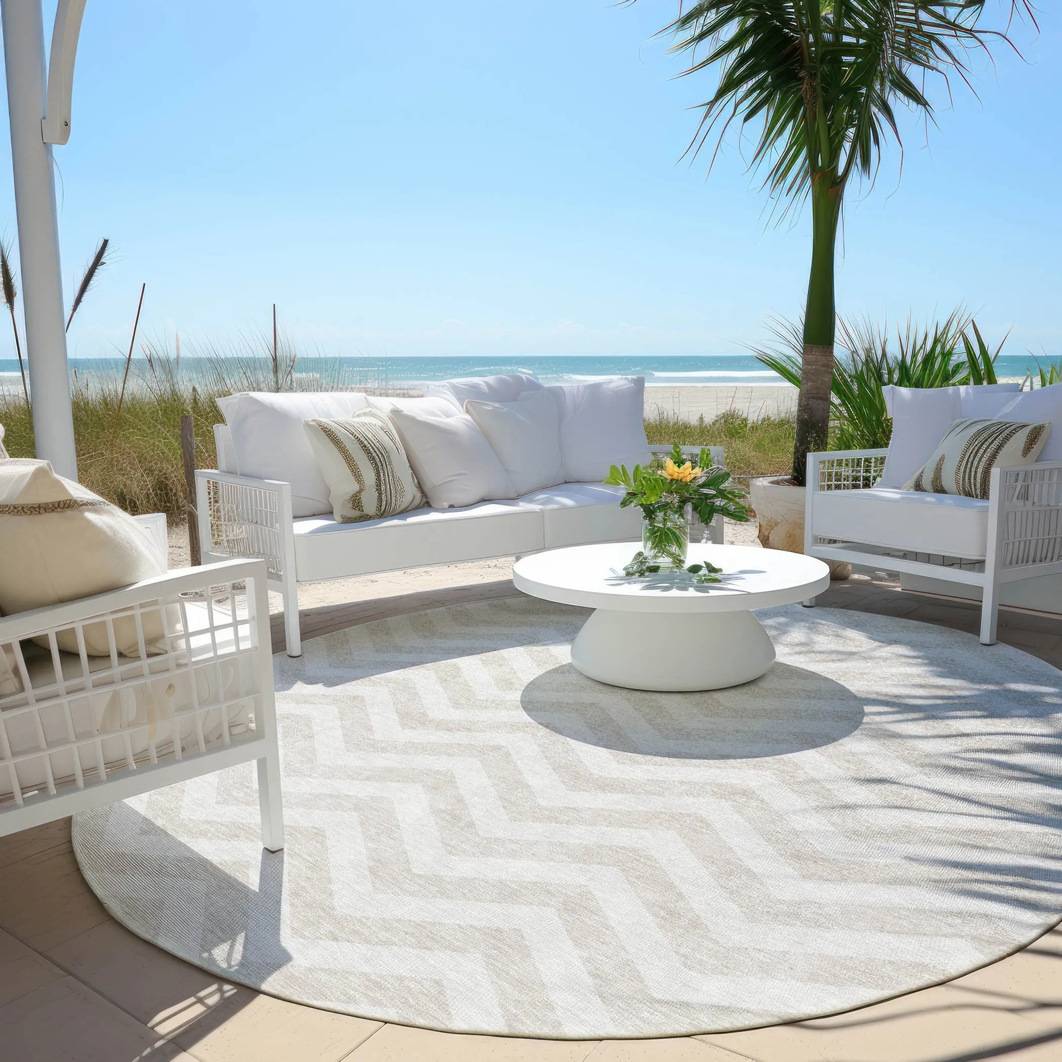 Machine Washable Indoor/ Outdoor Chantille Chevron Stripe Rug