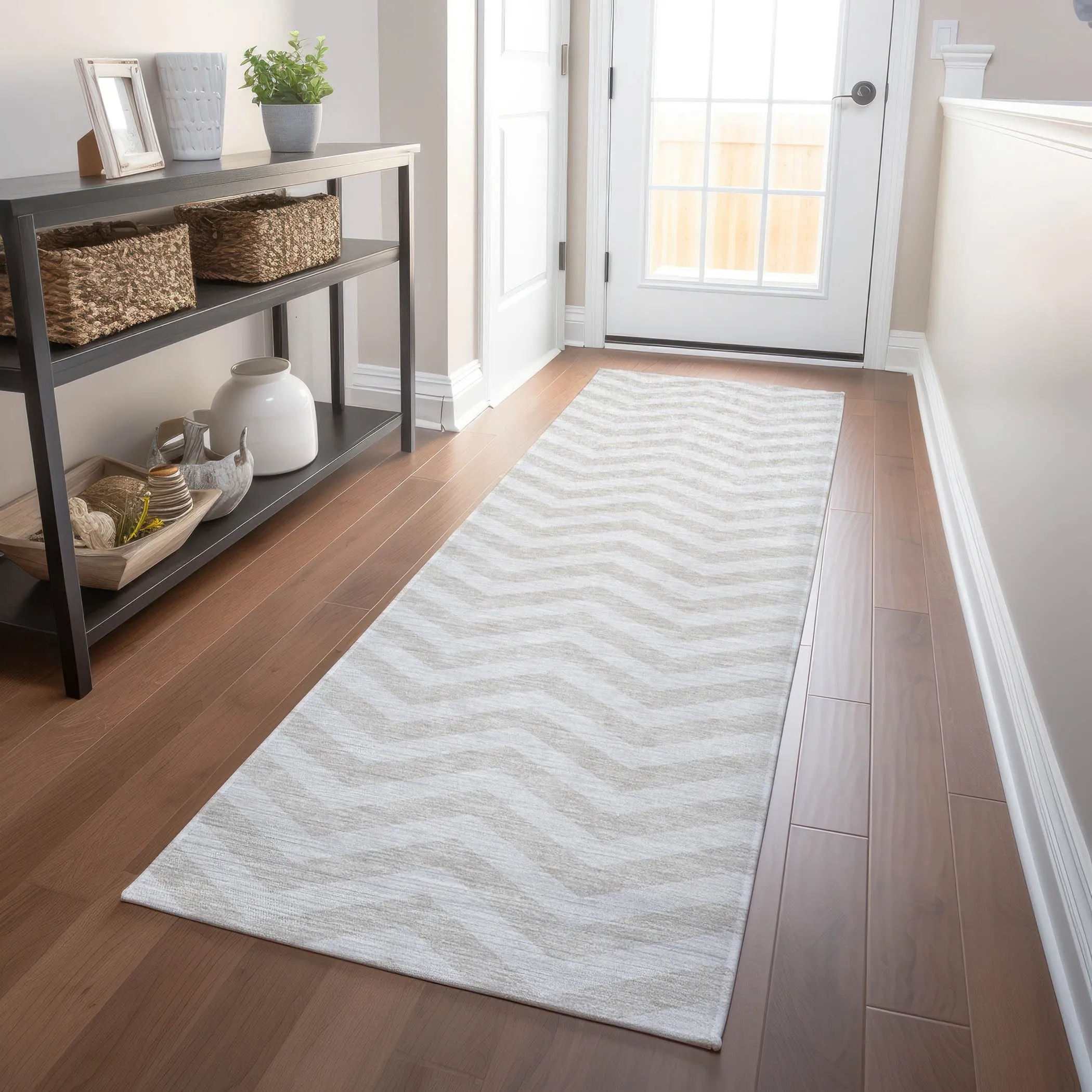 Machine Washable Indoor/ Outdoor Chantille Chevron Stripe Rug