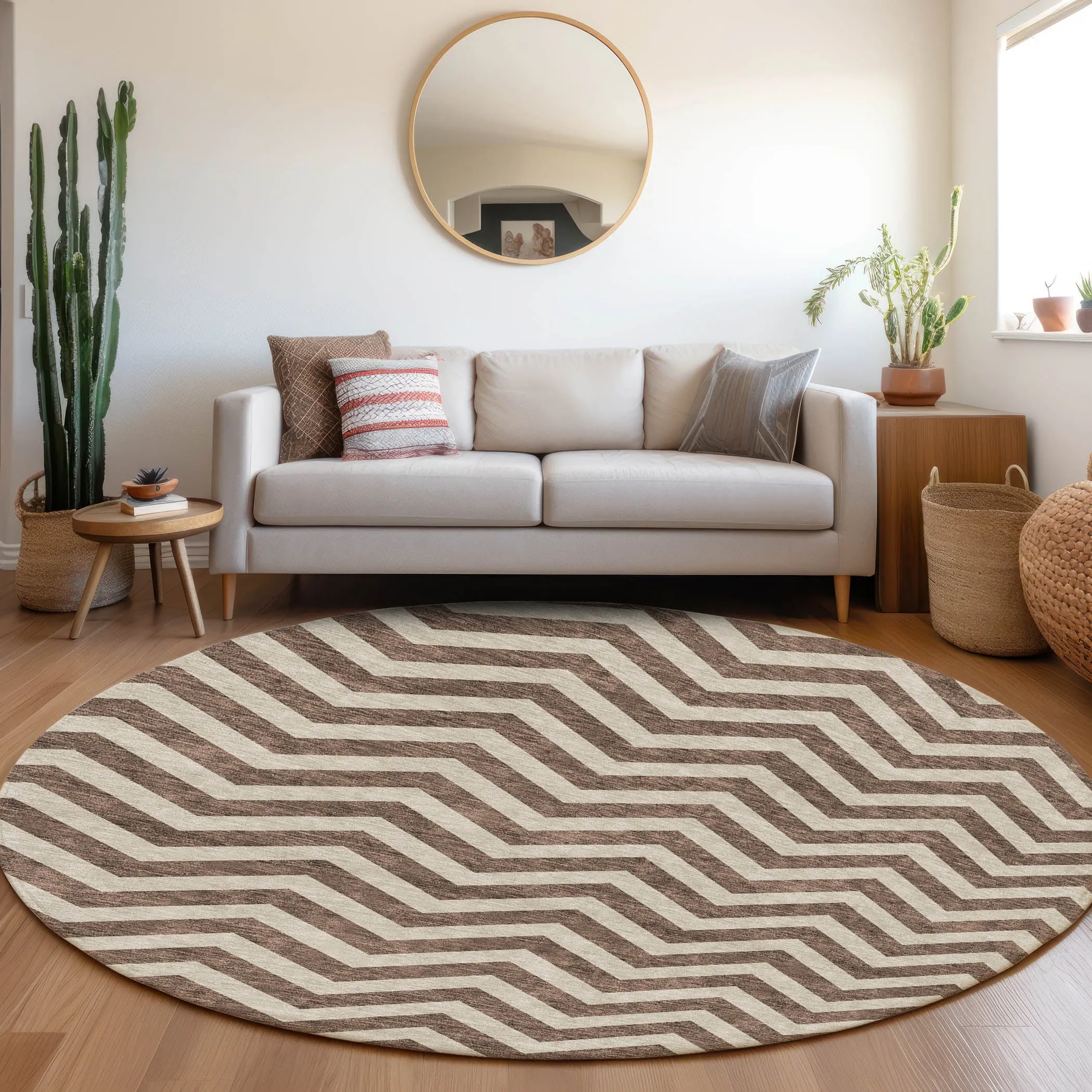 Machine Washable Indoor/ Outdoor Chantille Chevron Stripe Rug