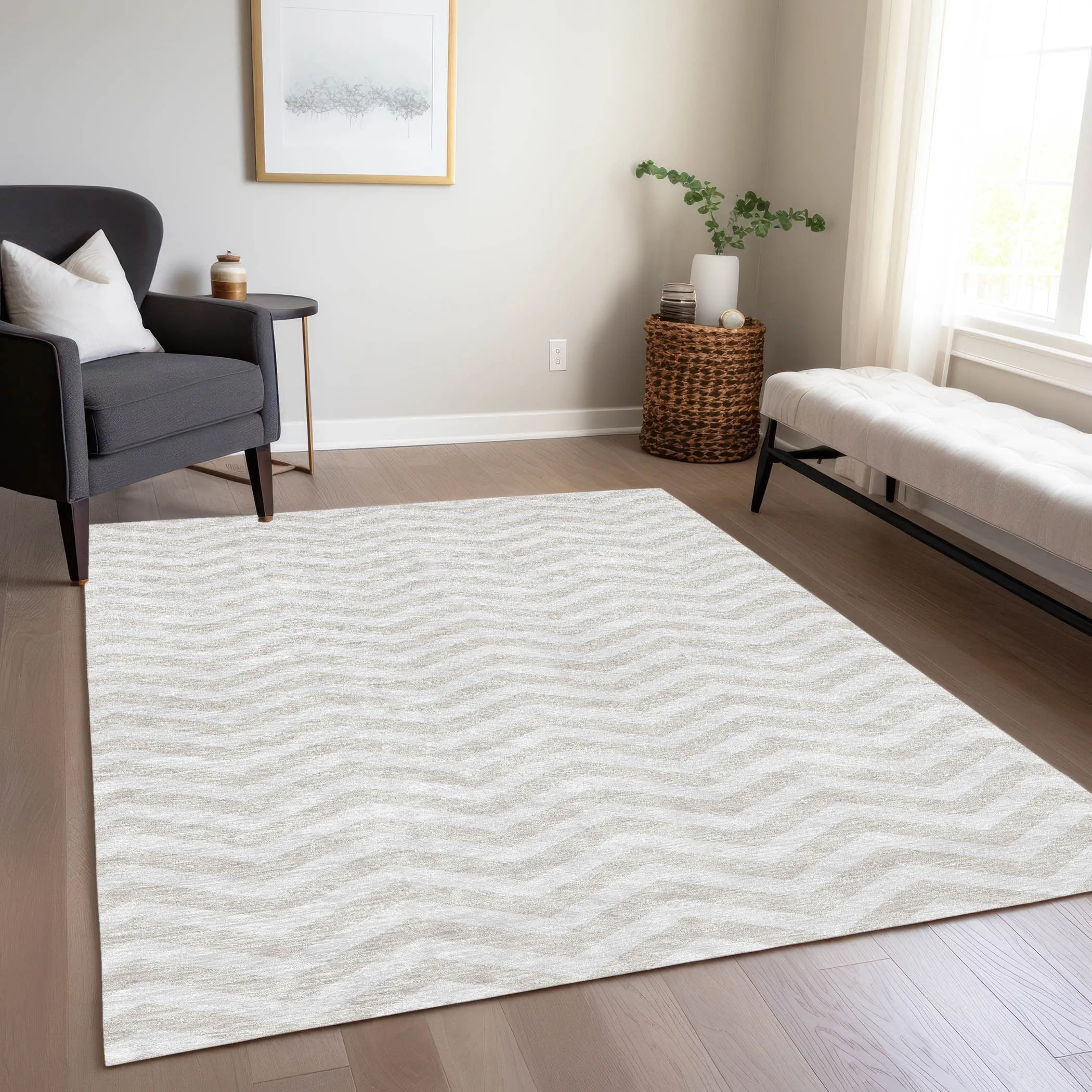 Machine Washable Indoor/ Outdoor Chantille Chevron Stripe Rug