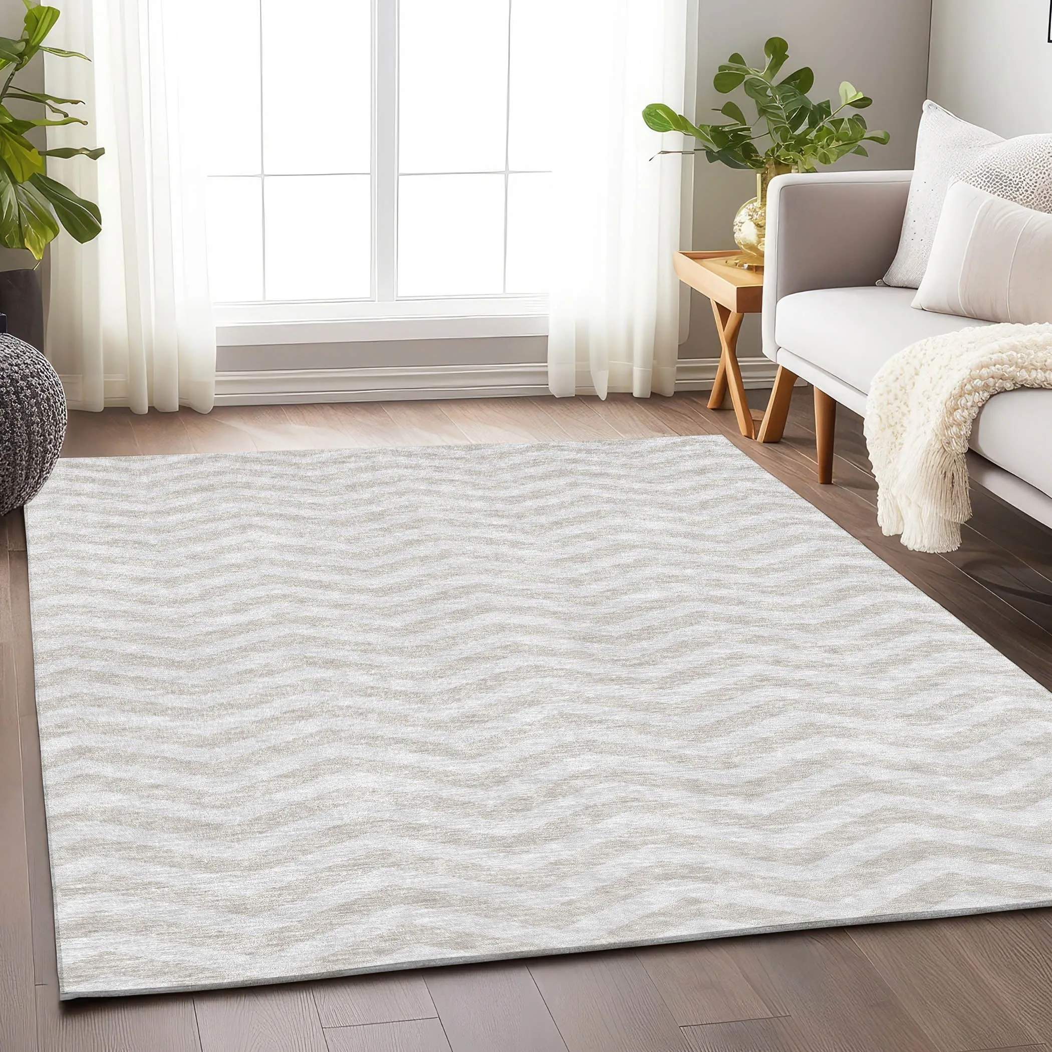 Machine Washable Indoor/ Outdoor Chantille Chevron Stripe Rug