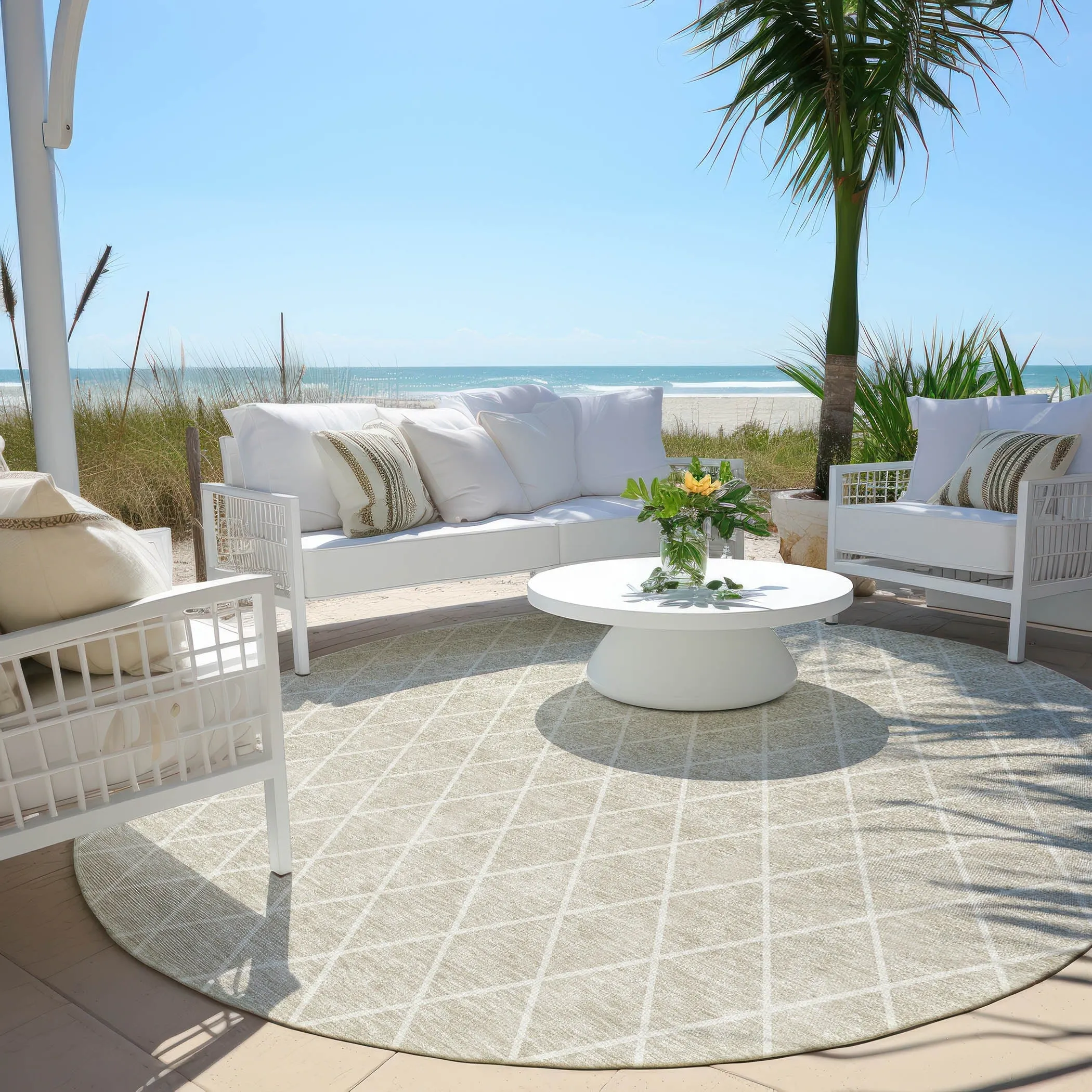 Machine Washable Indoor/ Outdoor Chantille Diamond Trellis Rug