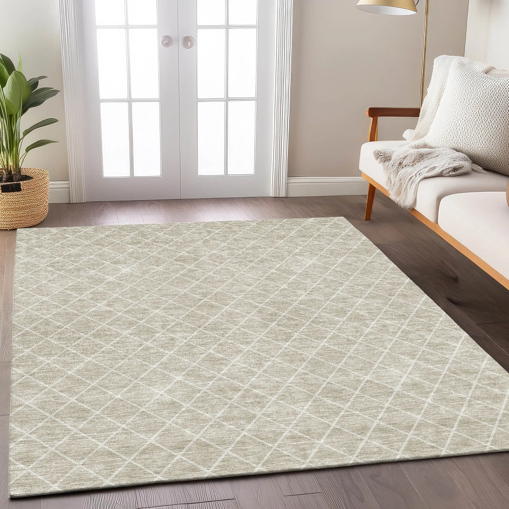 Machine Washable Indoor/ Outdoor Chantille Diamond Trellis Rug