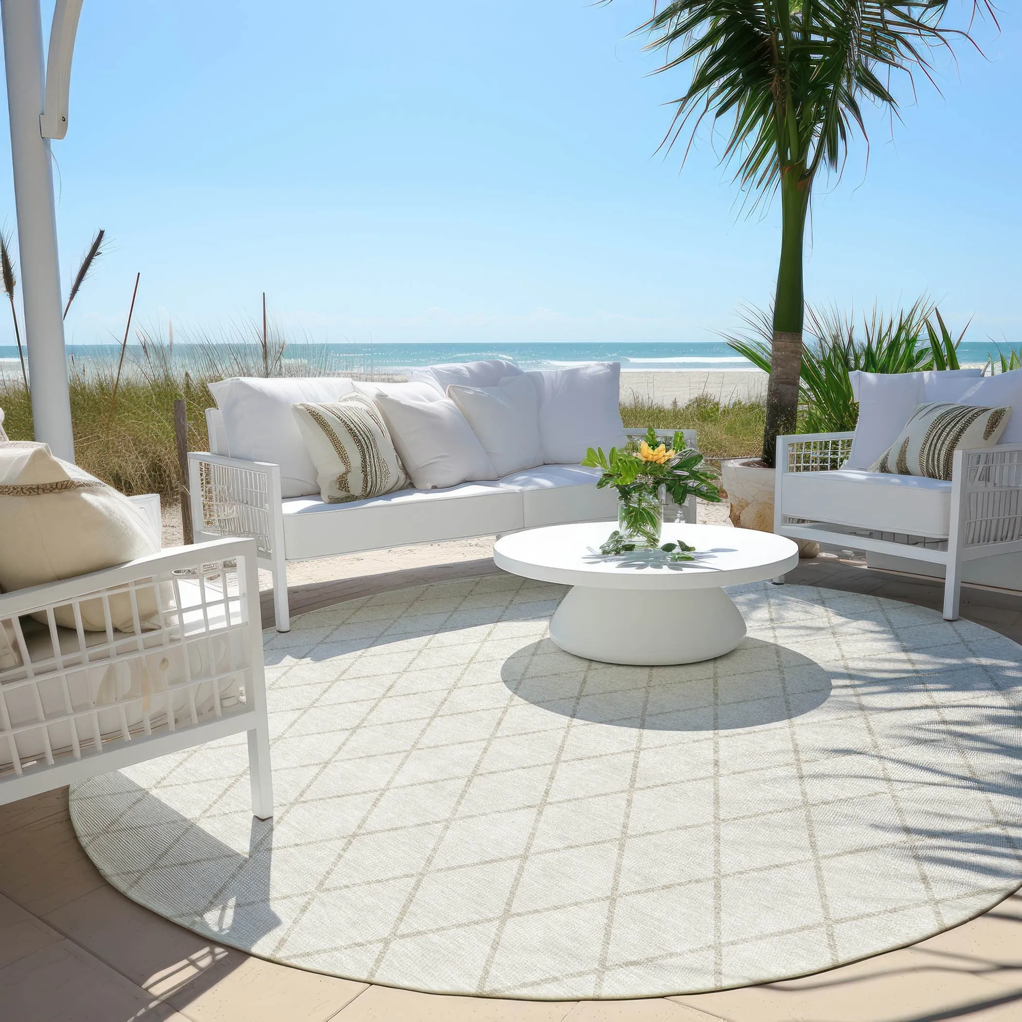 Machine Washable Indoor/ Outdoor Chantille Diamond Trellis Rug