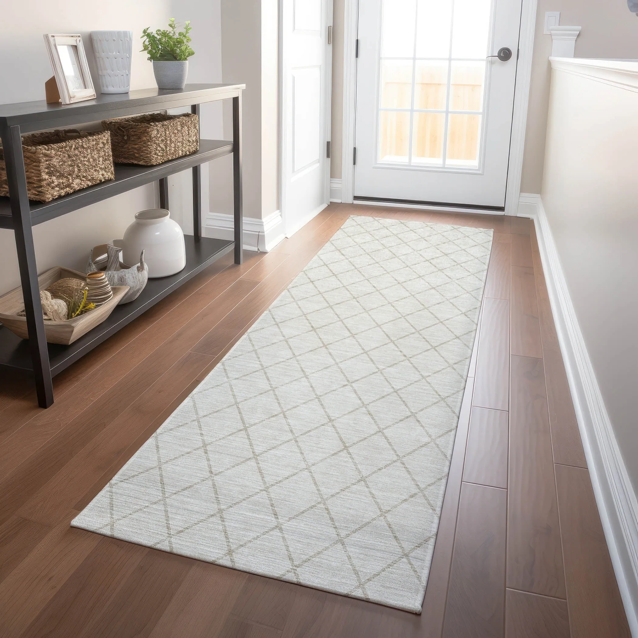 Machine Washable Indoor/ Outdoor Chantille Diamond Trellis Rug