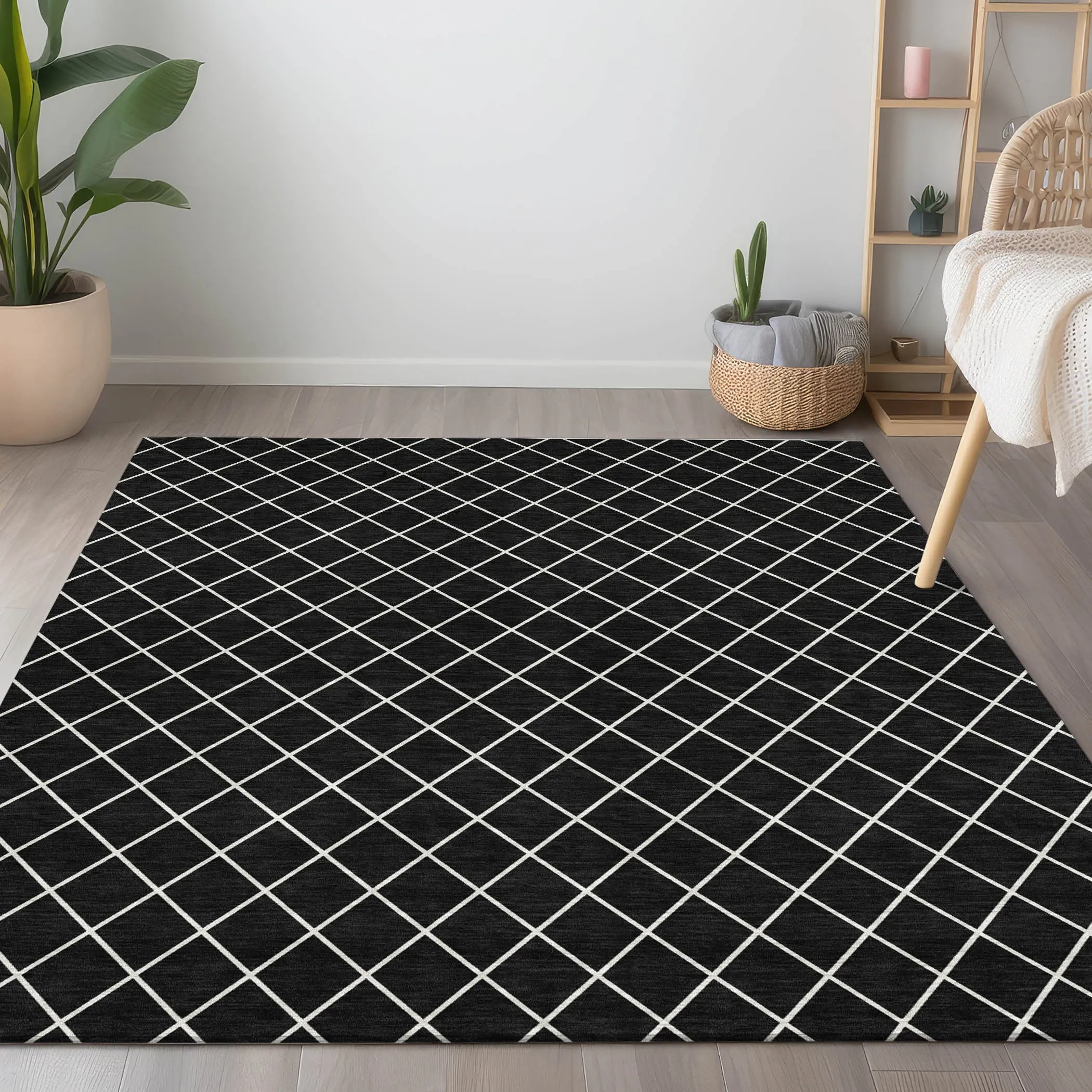 Machine Washable Indoor/ Outdoor Chantille Diamond Trellis Rug