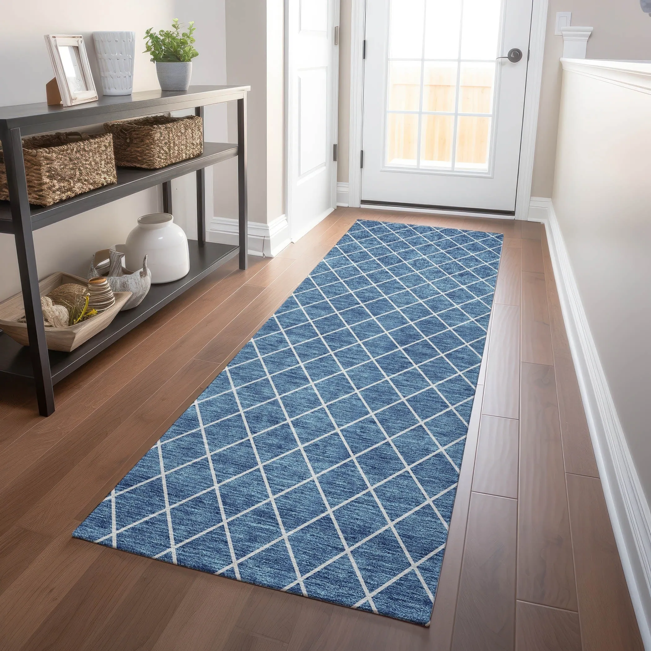 Machine Washable Indoor/ Outdoor Chantille Diamond Trellis Rug