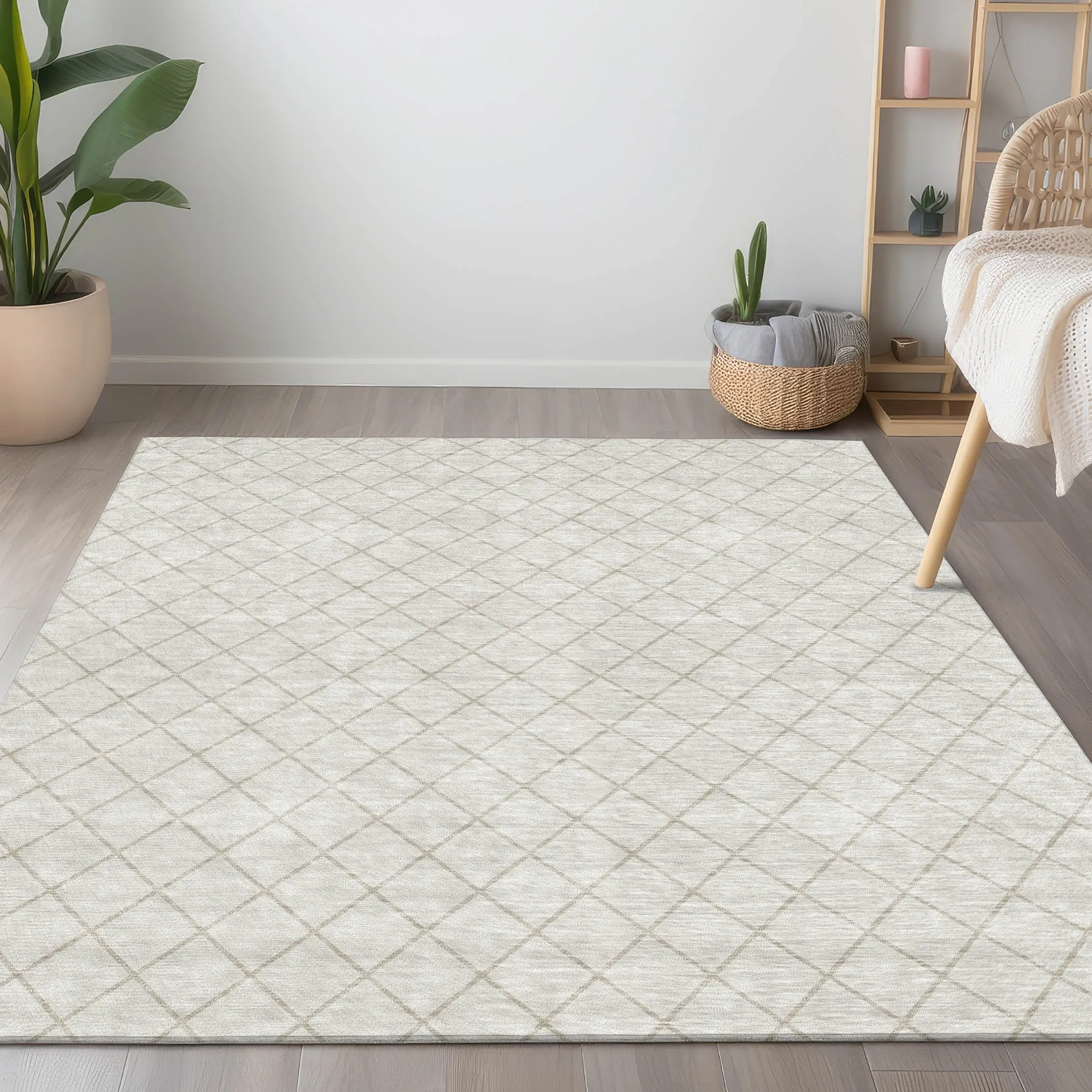 Machine Washable Indoor/ Outdoor Chantille Diamond Trellis Rug