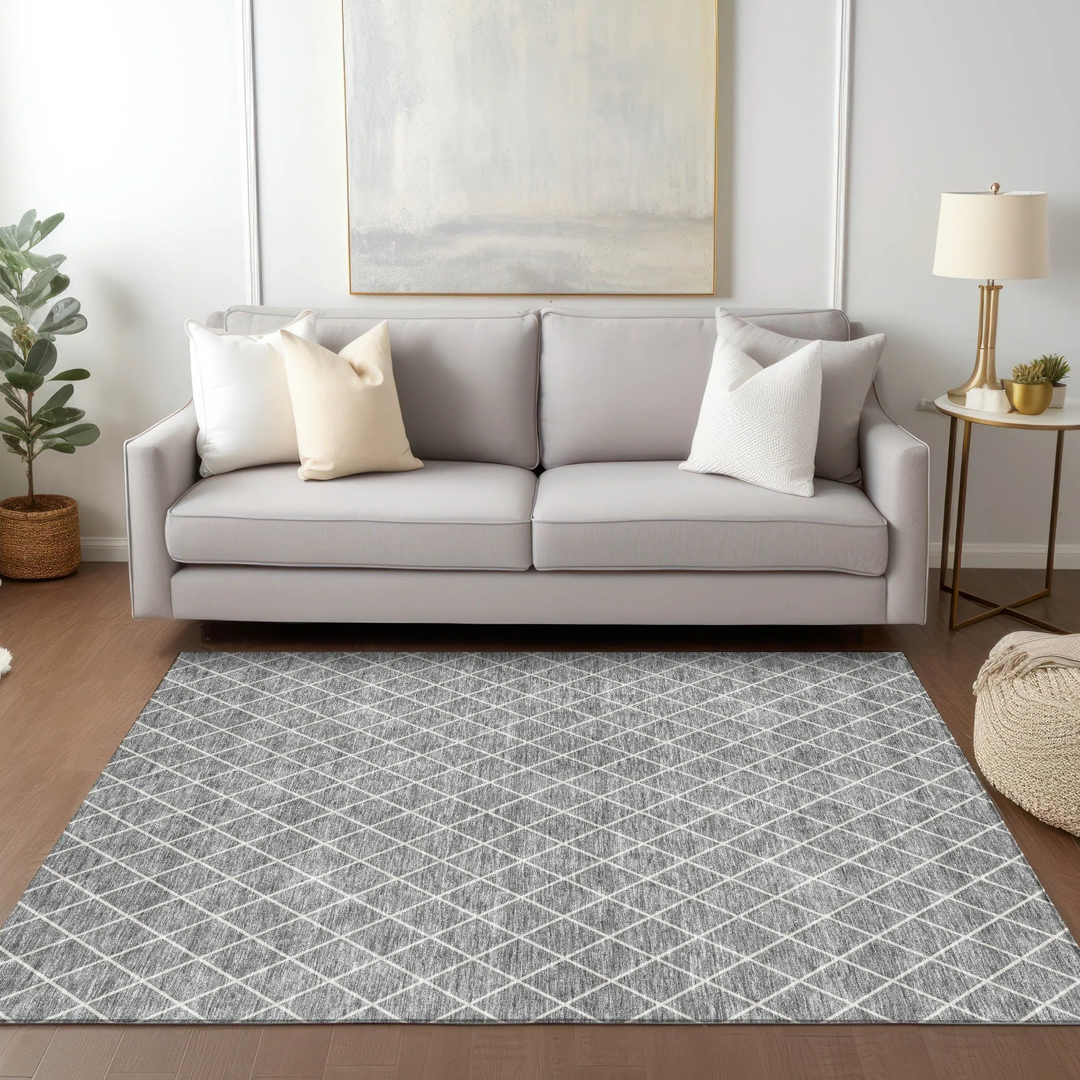 Machine Washable Indoor/ Outdoor Chantille Diamond Trellis Rug