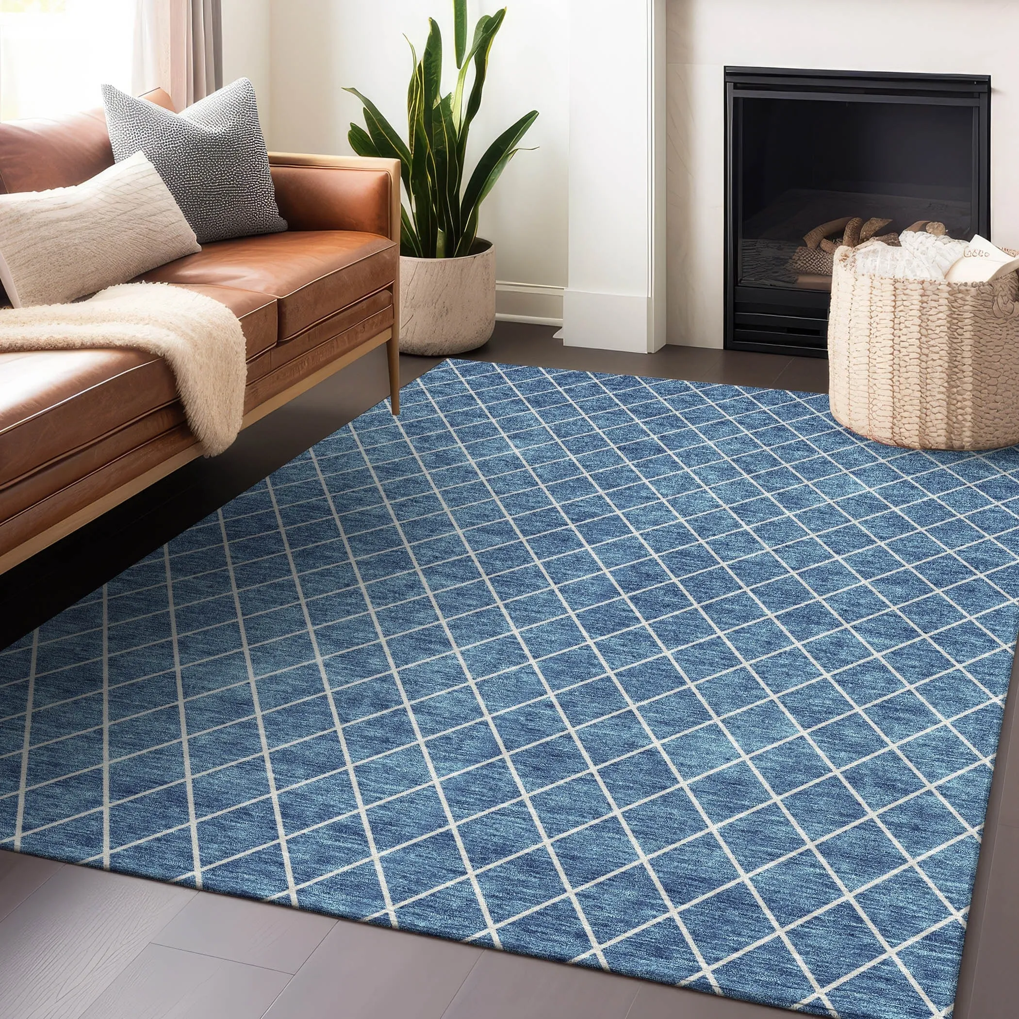 Machine Washable Indoor/ Outdoor Chantille Diamond Trellis Rug