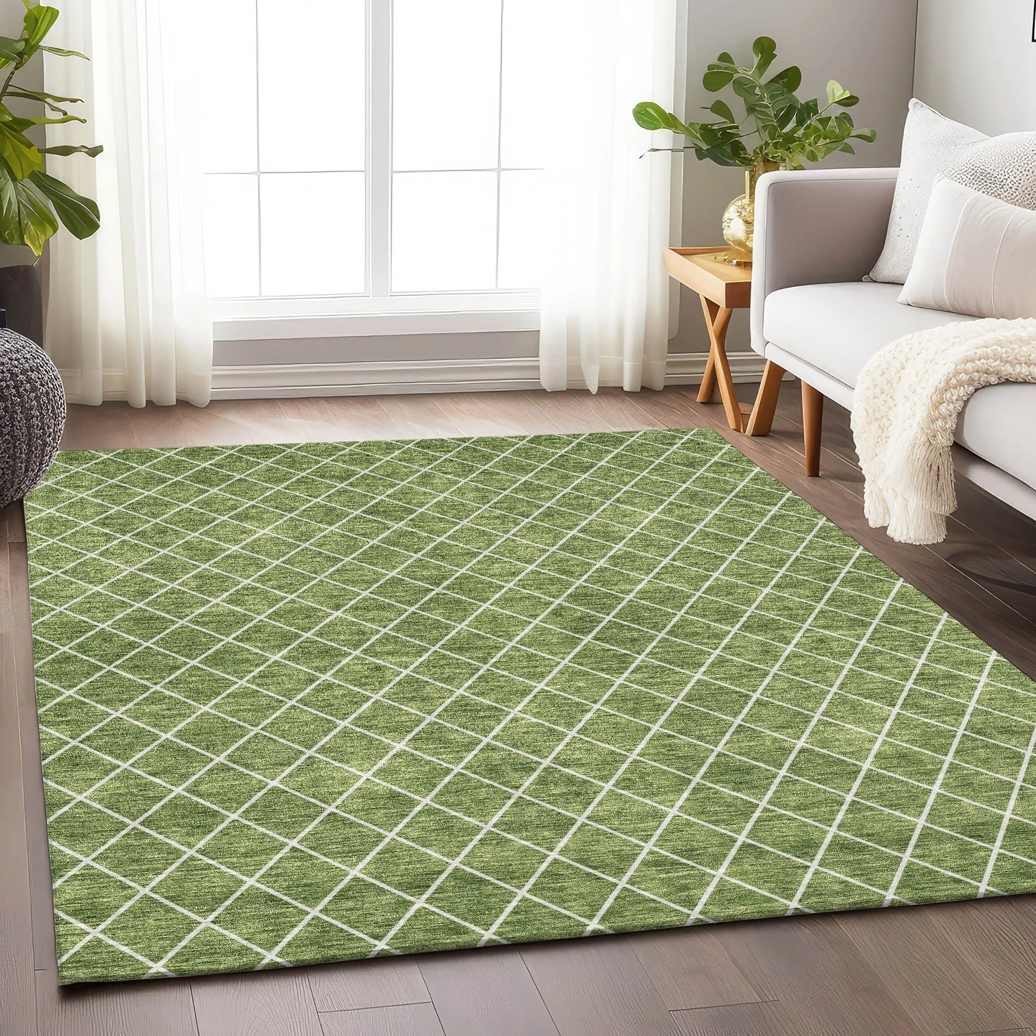 Machine Washable Indoor/ Outdoor Chantille Diamond Trellis Rug