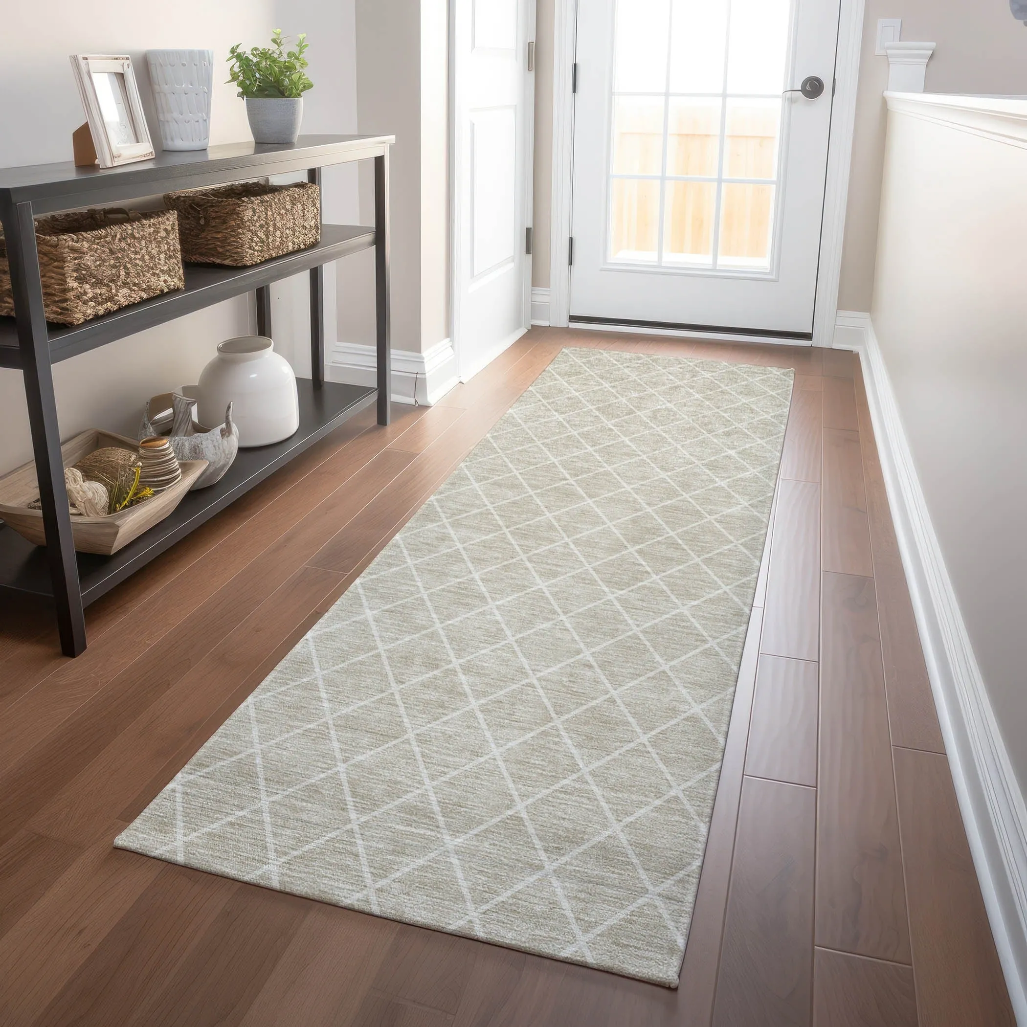 Machine Washable Indoor/ Outdoor Chantille Diamond Trellis Rug