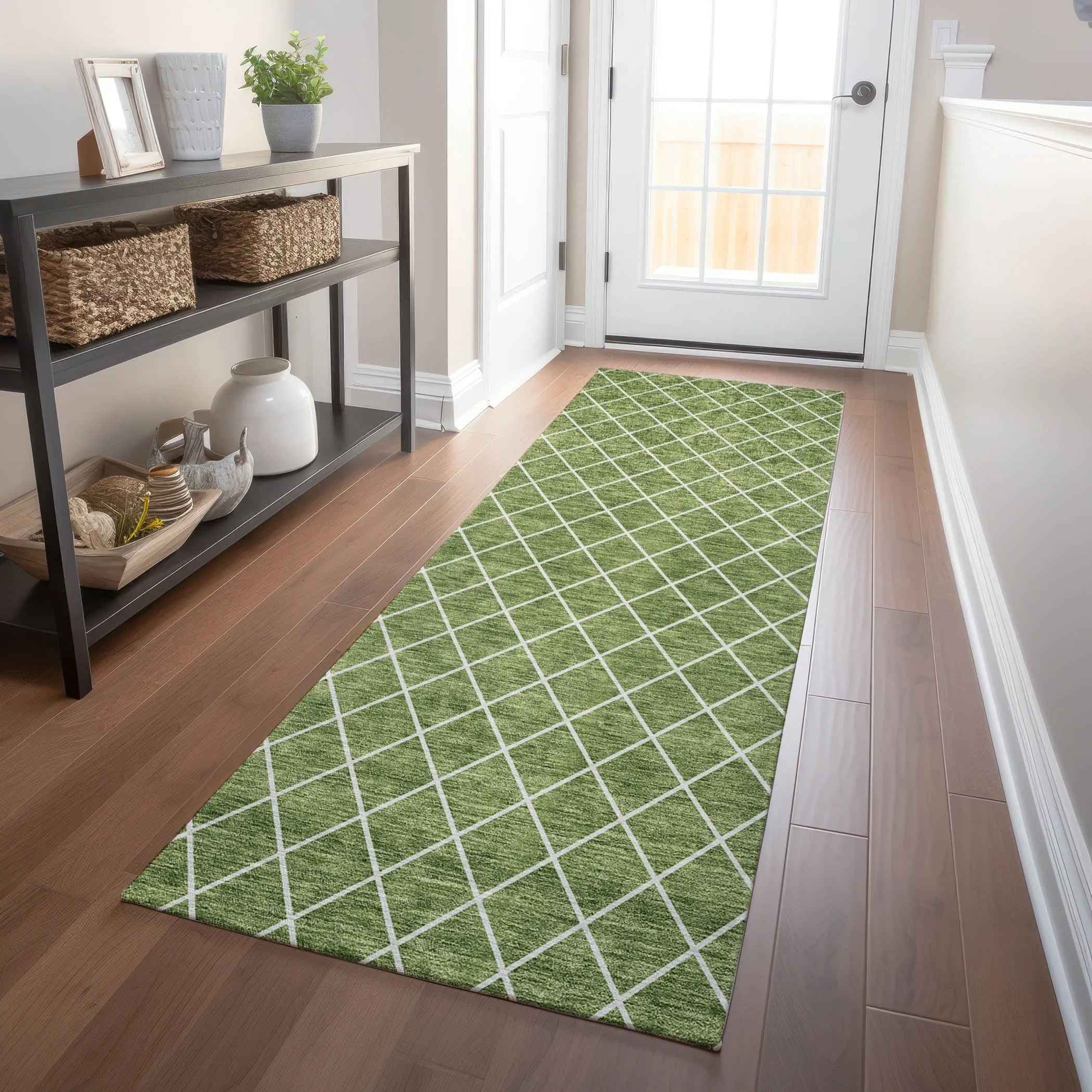Machine Washable Indoor/ Outdoor Chantille Diamond Trellis Rug