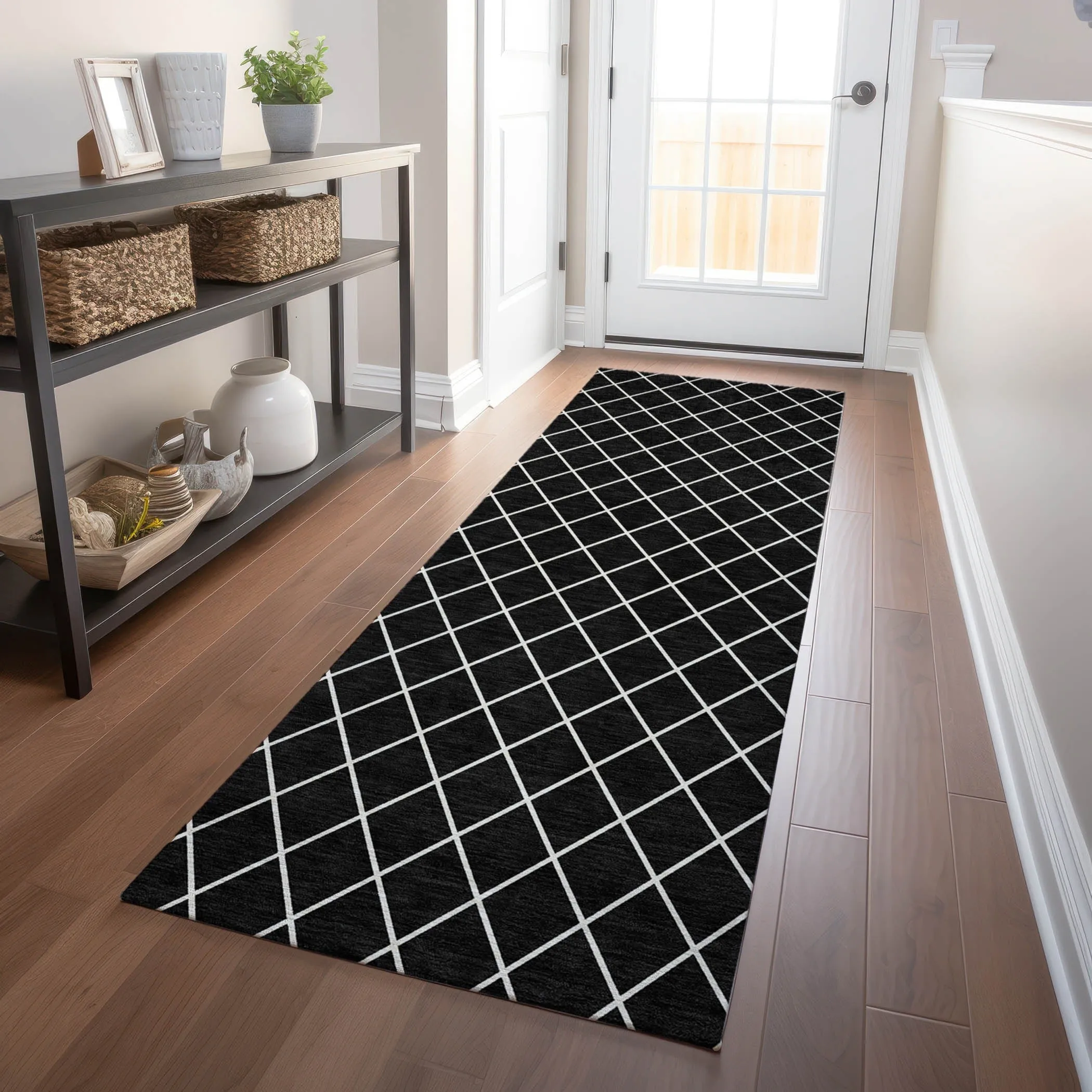 Machine Washable Indoor/ Outdoor Chantille Diamond Trellis Rug