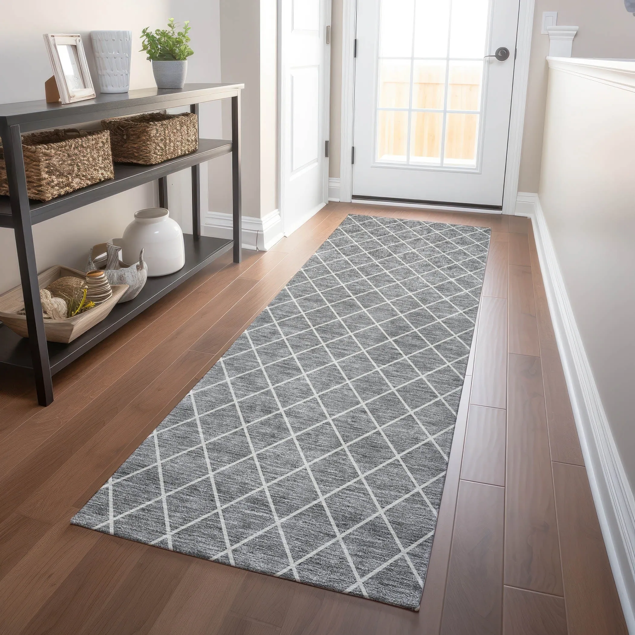 Machine Washable Indoor/ Outdoor Chantille Diamond Trellis Rug