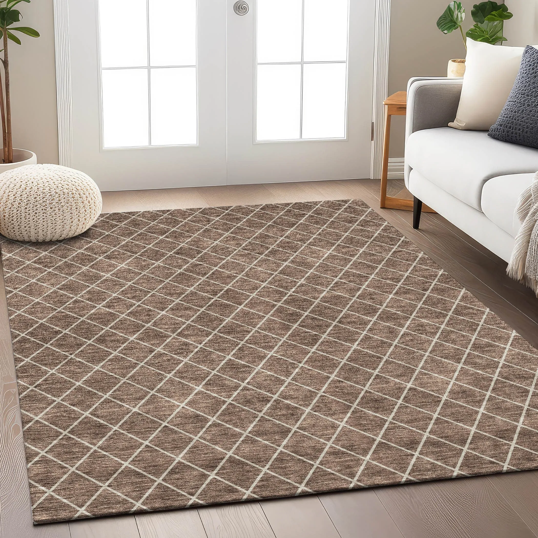 Machine Washable Indoor/ Outdoor Chantille Diamond Trellis Rug