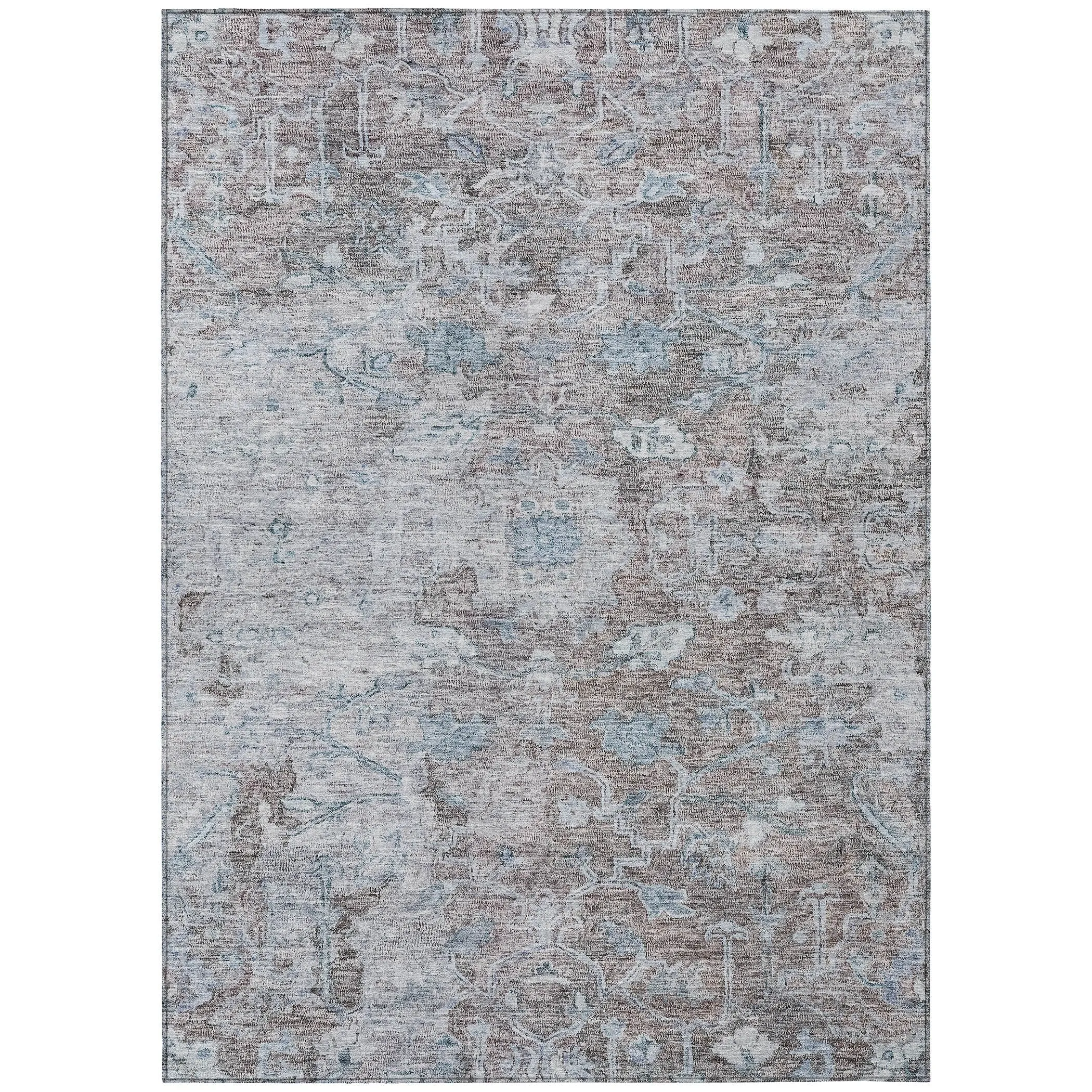 Machine Washable Indoor/ Outdoor Chantille Distressed Traditional Rug