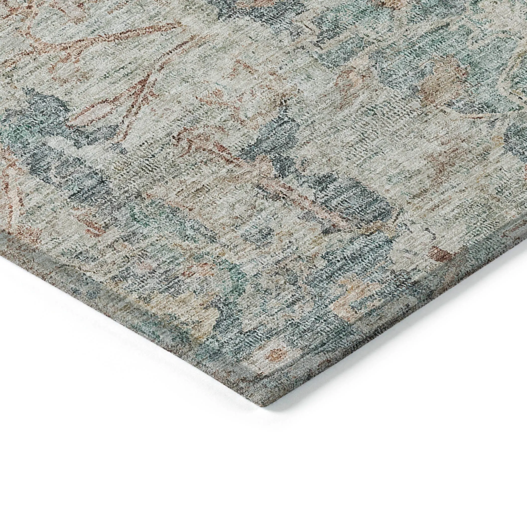 Machine Washable Indoor/ Outdoor Chantille Distressed Traditional Rug