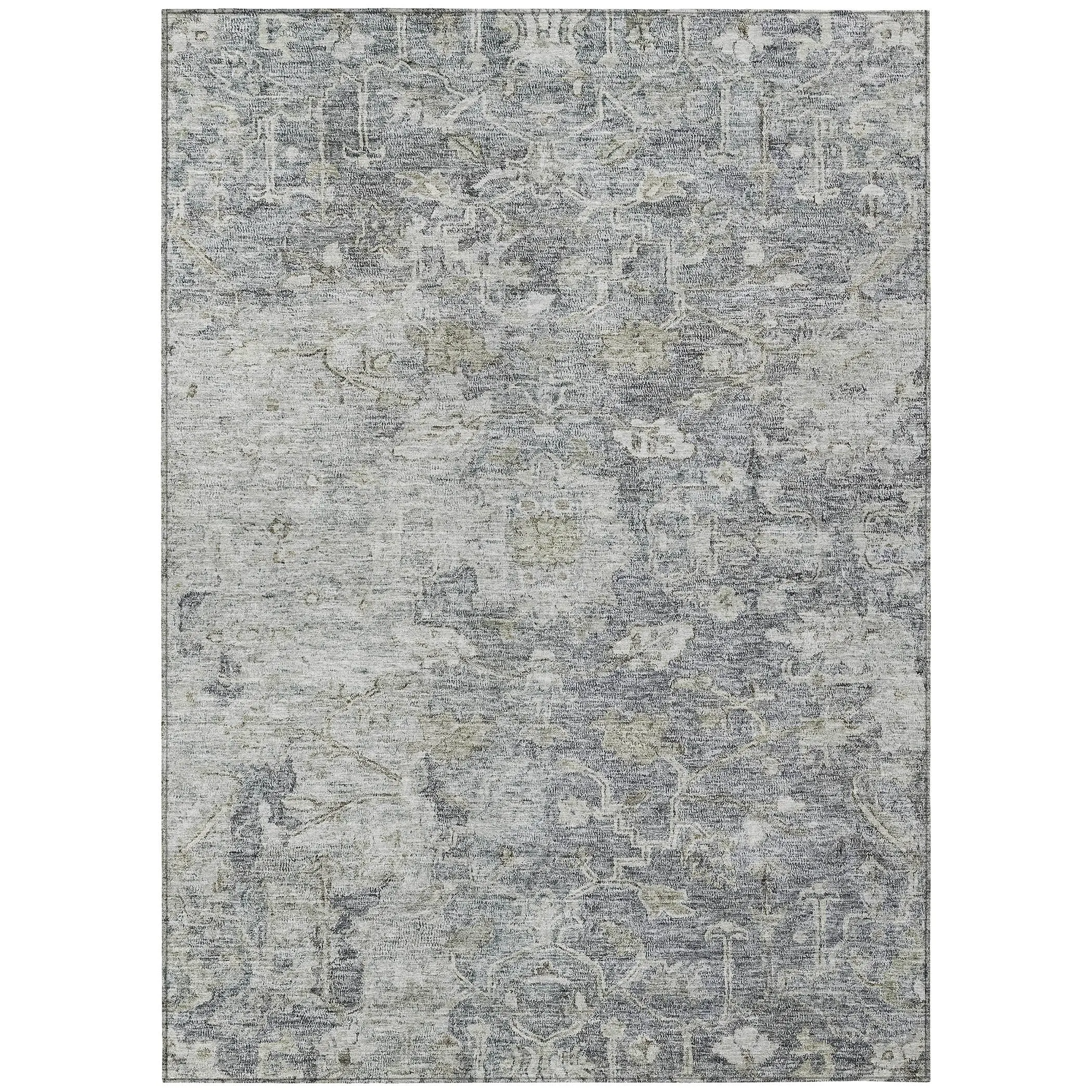 Machine Washable Indoor/ Outdoor Chantille Distressed Traditional Rug
