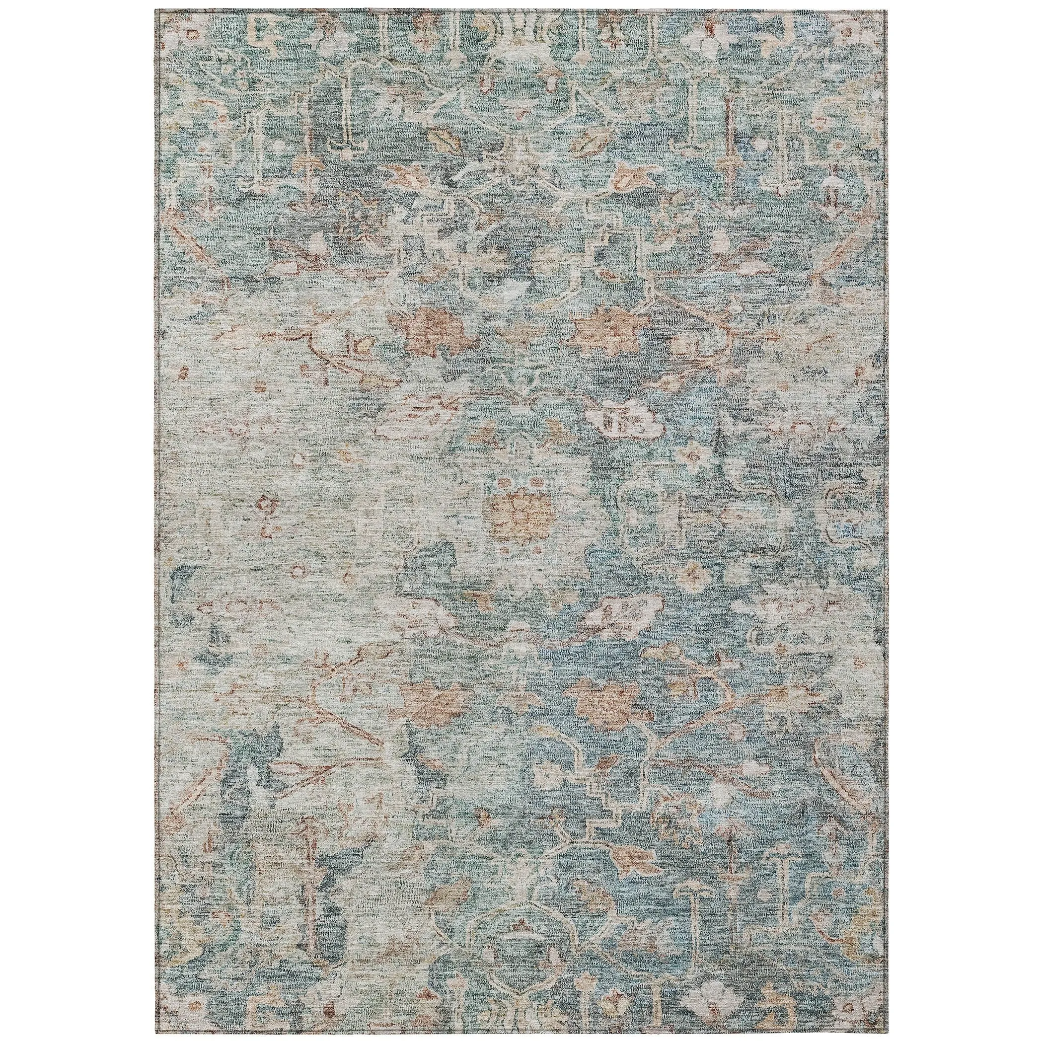 Machine Washable Indoor/ Outdoor Chantille Distressed Traditional Rug
