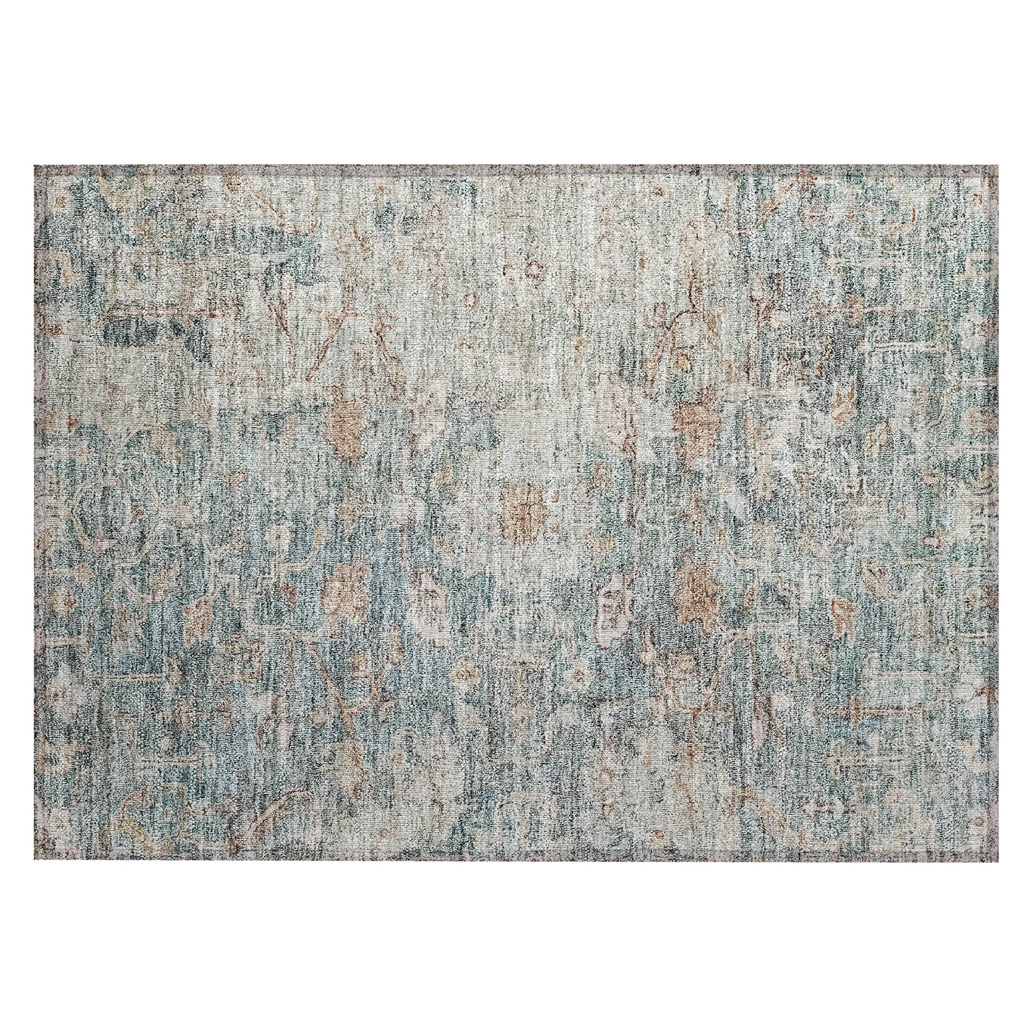 Machine Washable Indoor/ Outdoor Chantille Distressed Traditional Rug