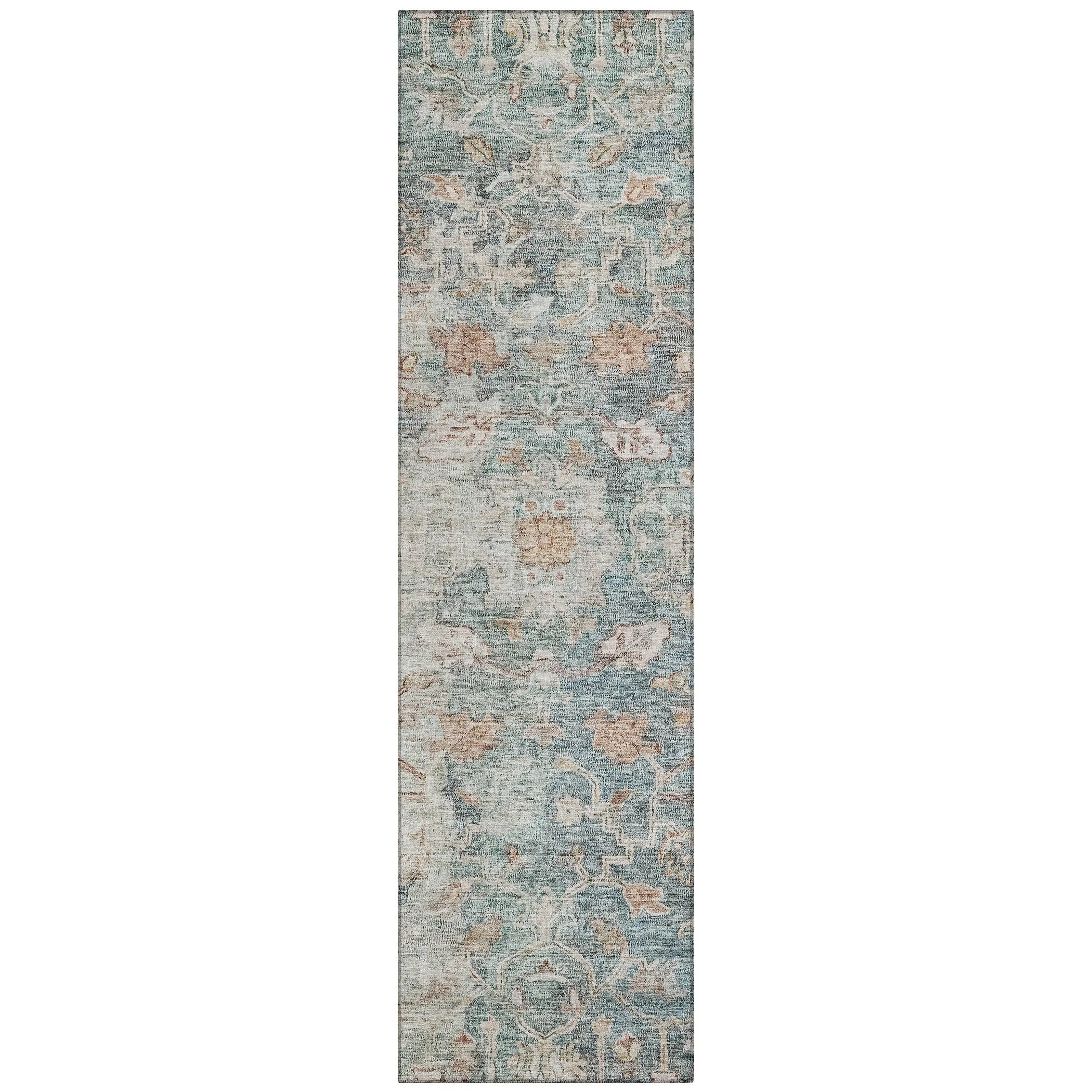 Machine Washable Indoor/ Outdoor Chantille Distressed Traditional Rug