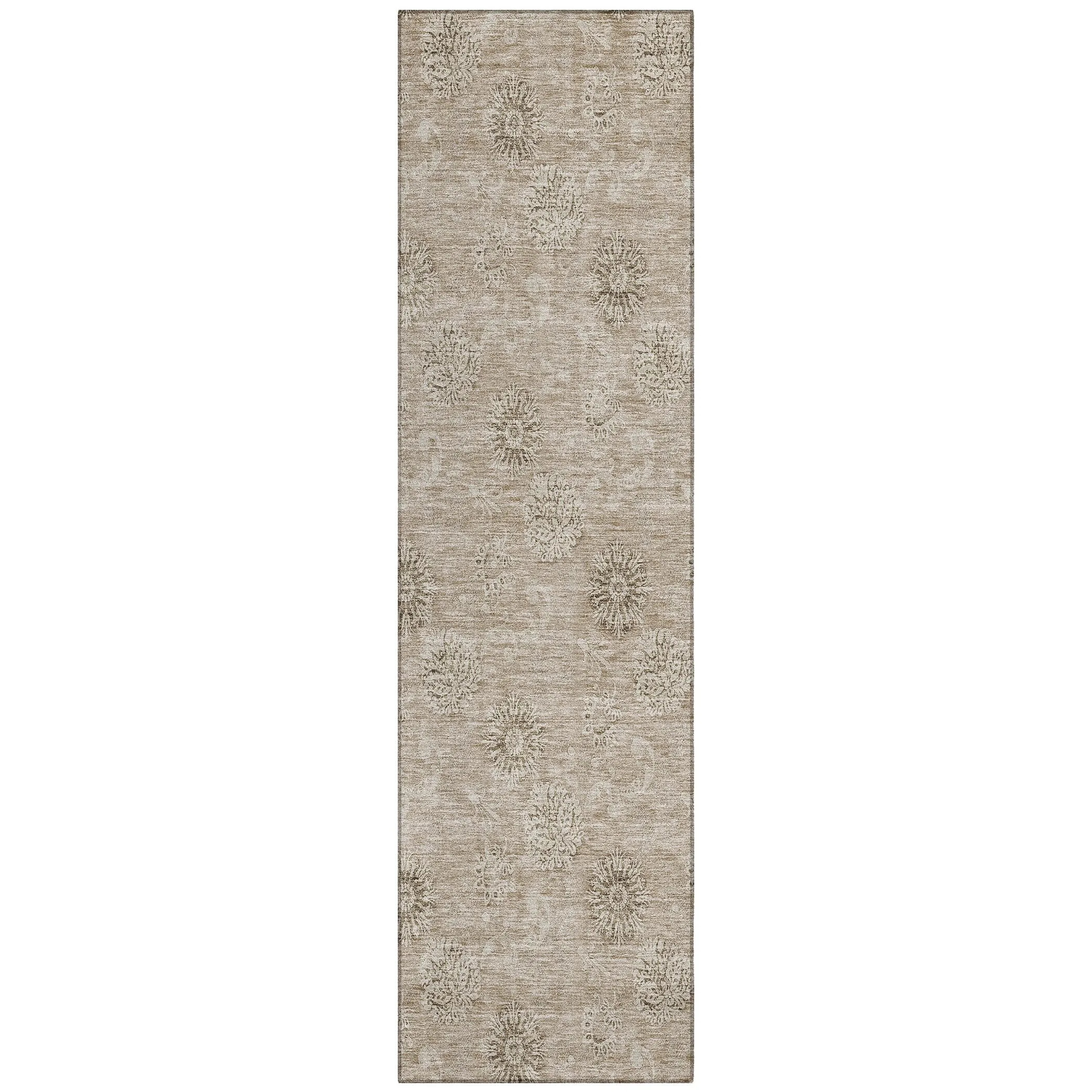 Machine Washable Indoor/ Outdoor Chantille Floral Burst Rug