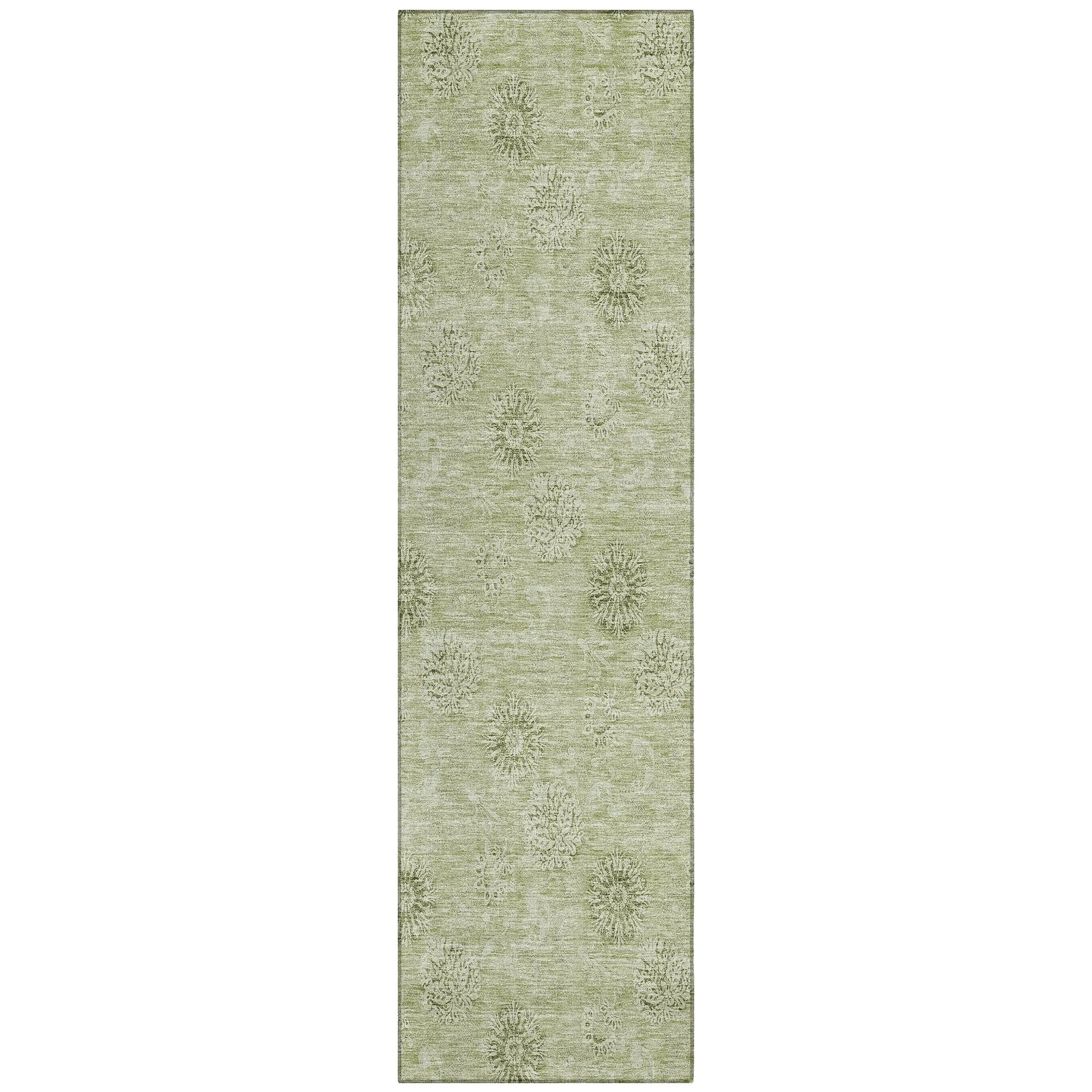 Machine Washable Indoor/ Outdoor Chantille Floral Burst Rug