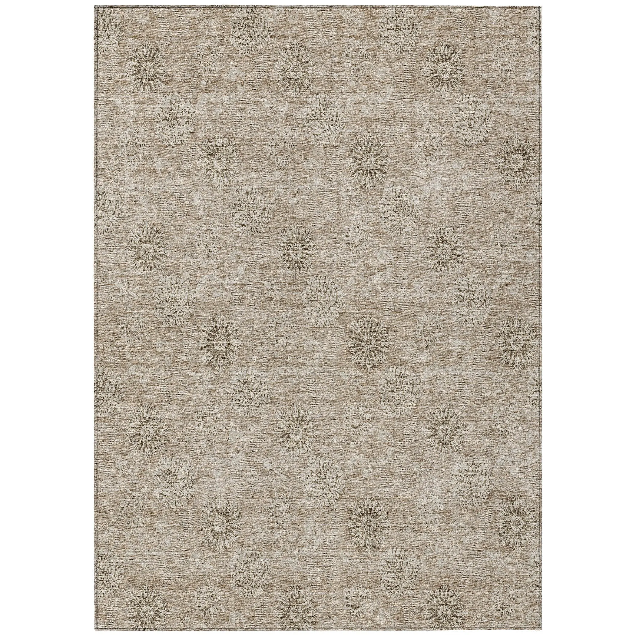 Machine Washable Indoor/ Outdoor Chantille Floral Burst Rug