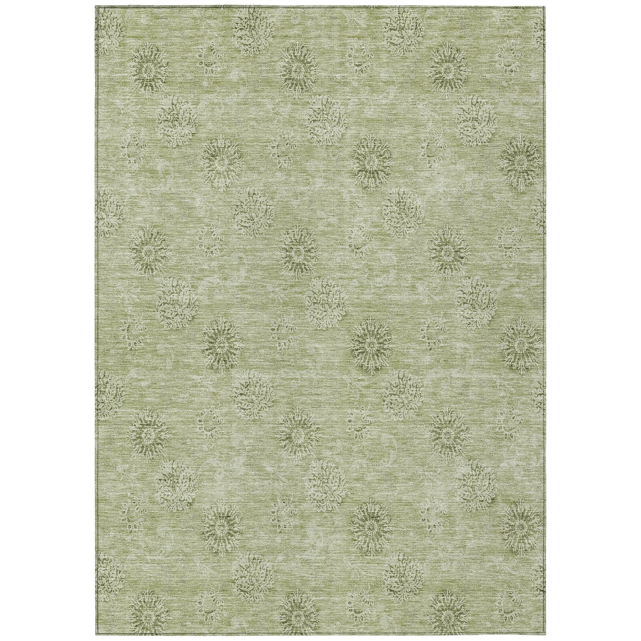 Machine Washable Indoor/ Outdoor Chantille Floral Burst Rug
