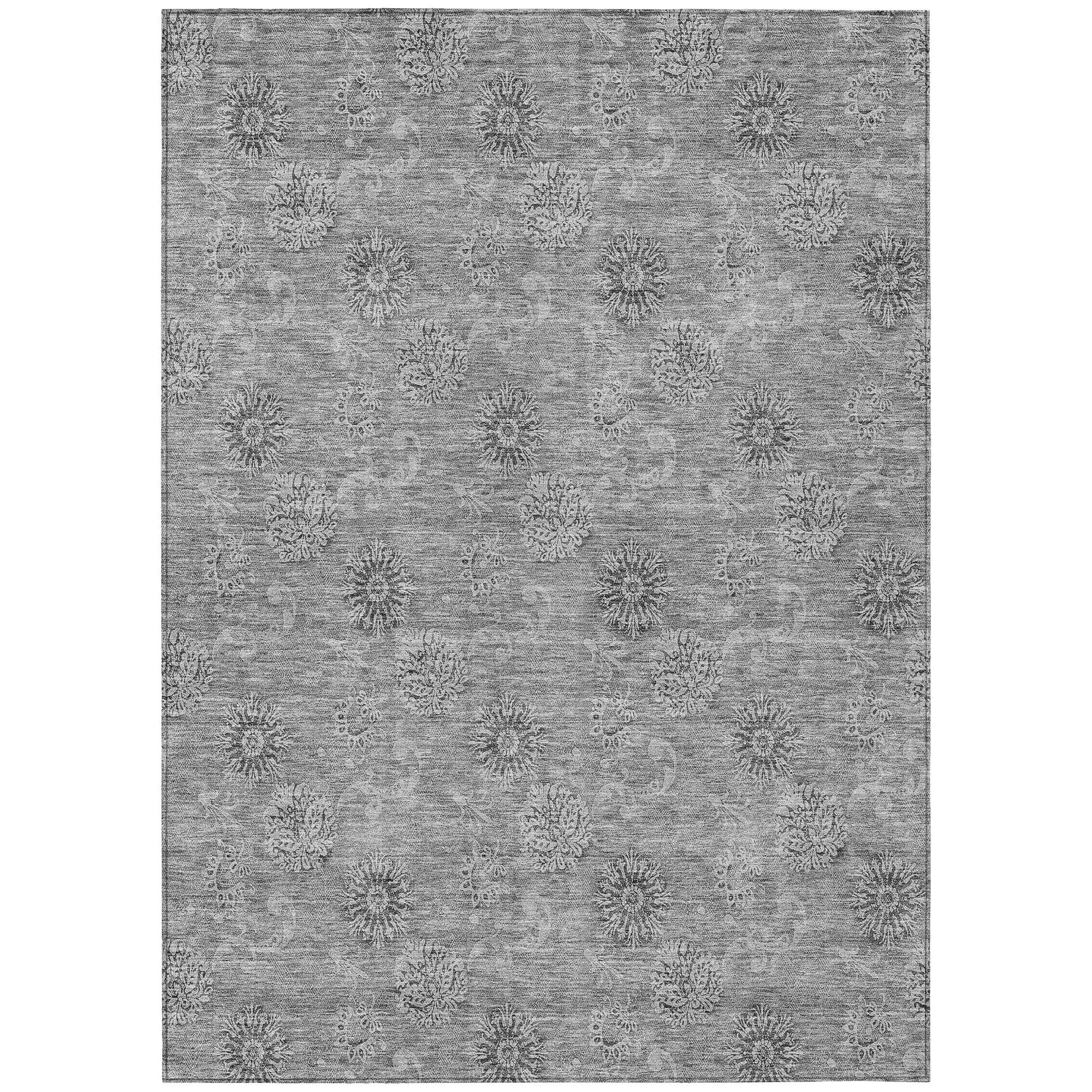 Machine Washable Indoor/ Outdoor Chantille Floral Burst Rug