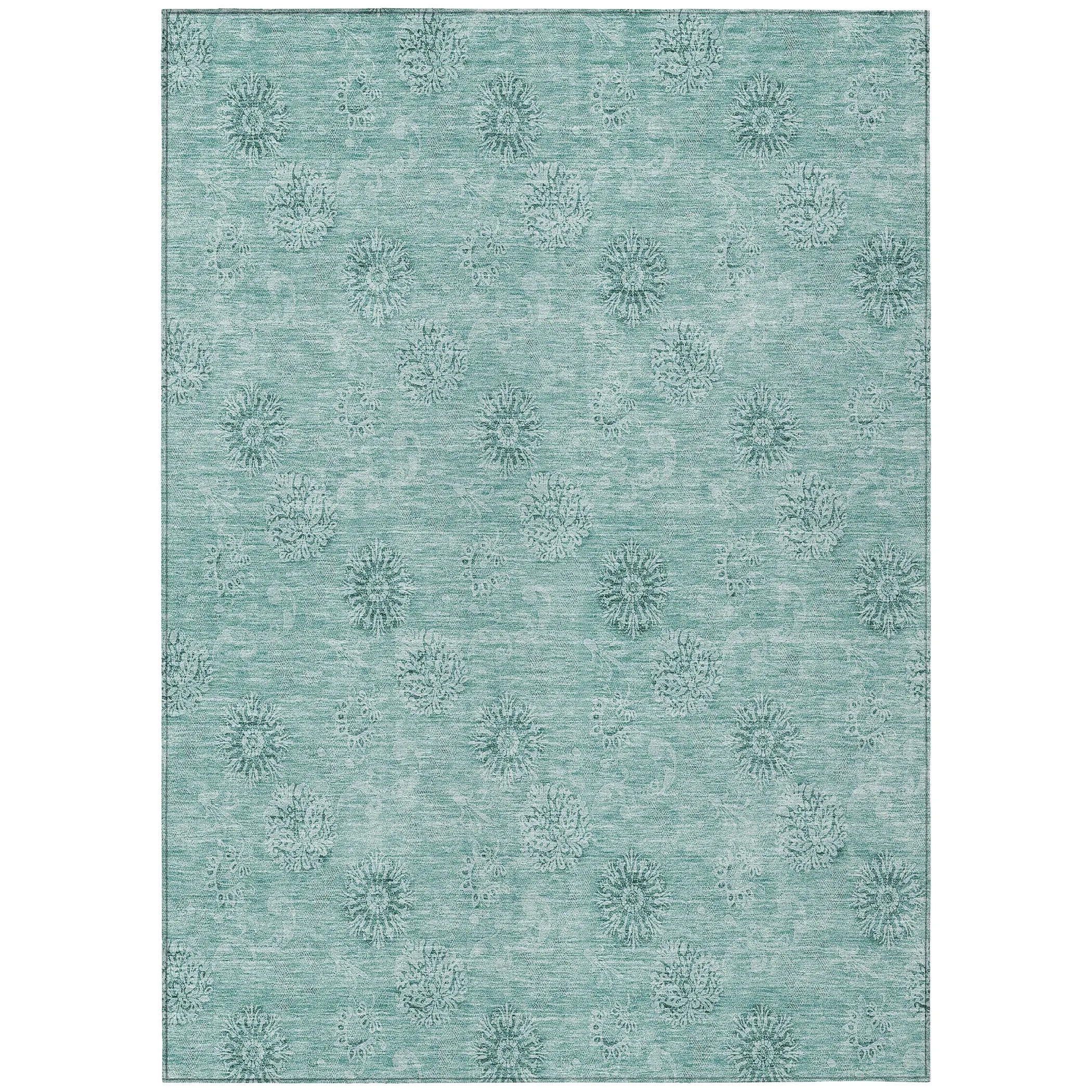 Machine Washable Indoor/ Outdoor Chantille Floral Burst Rug