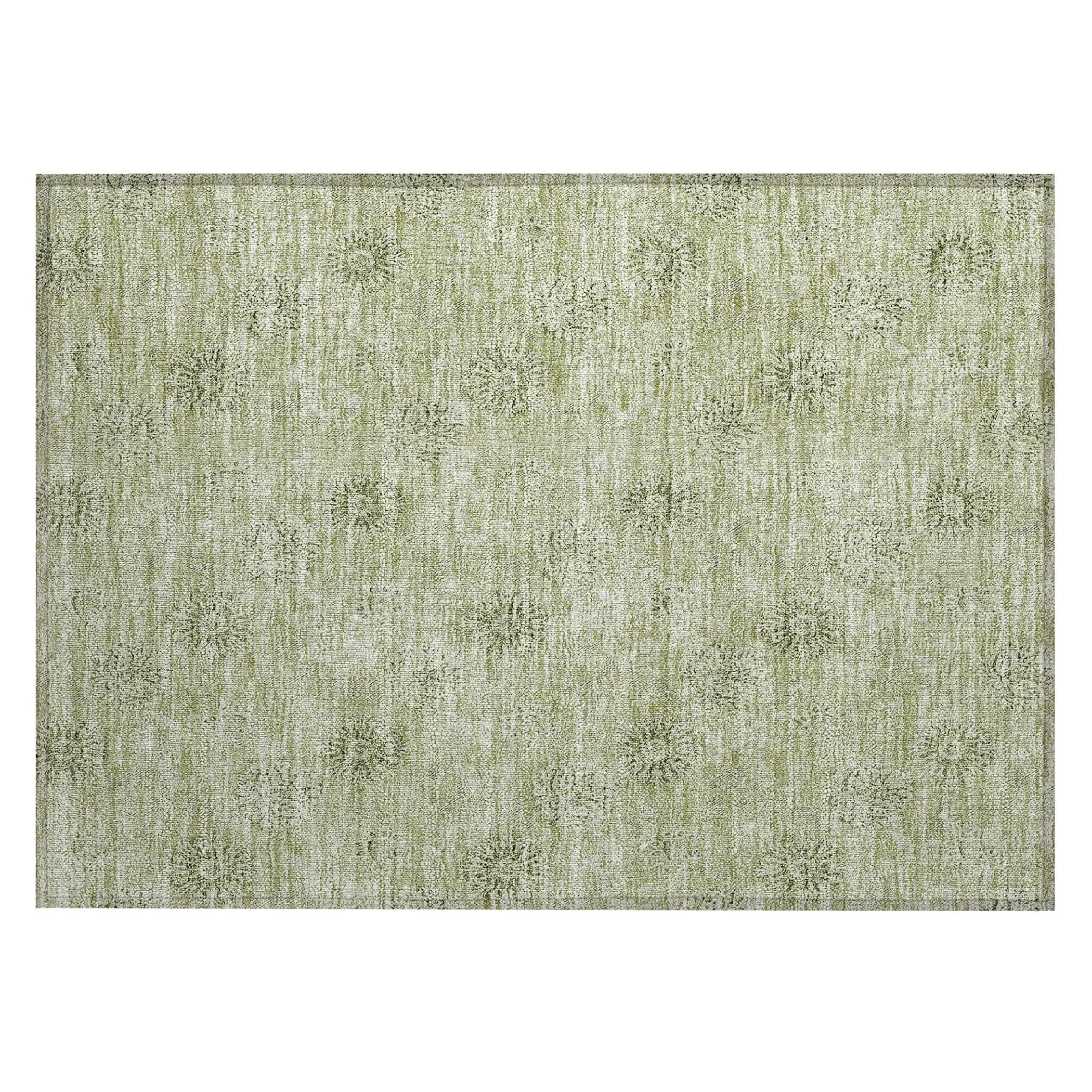 Machine Washable Indoor/ Outdoor Chantille Floral Burst Rug