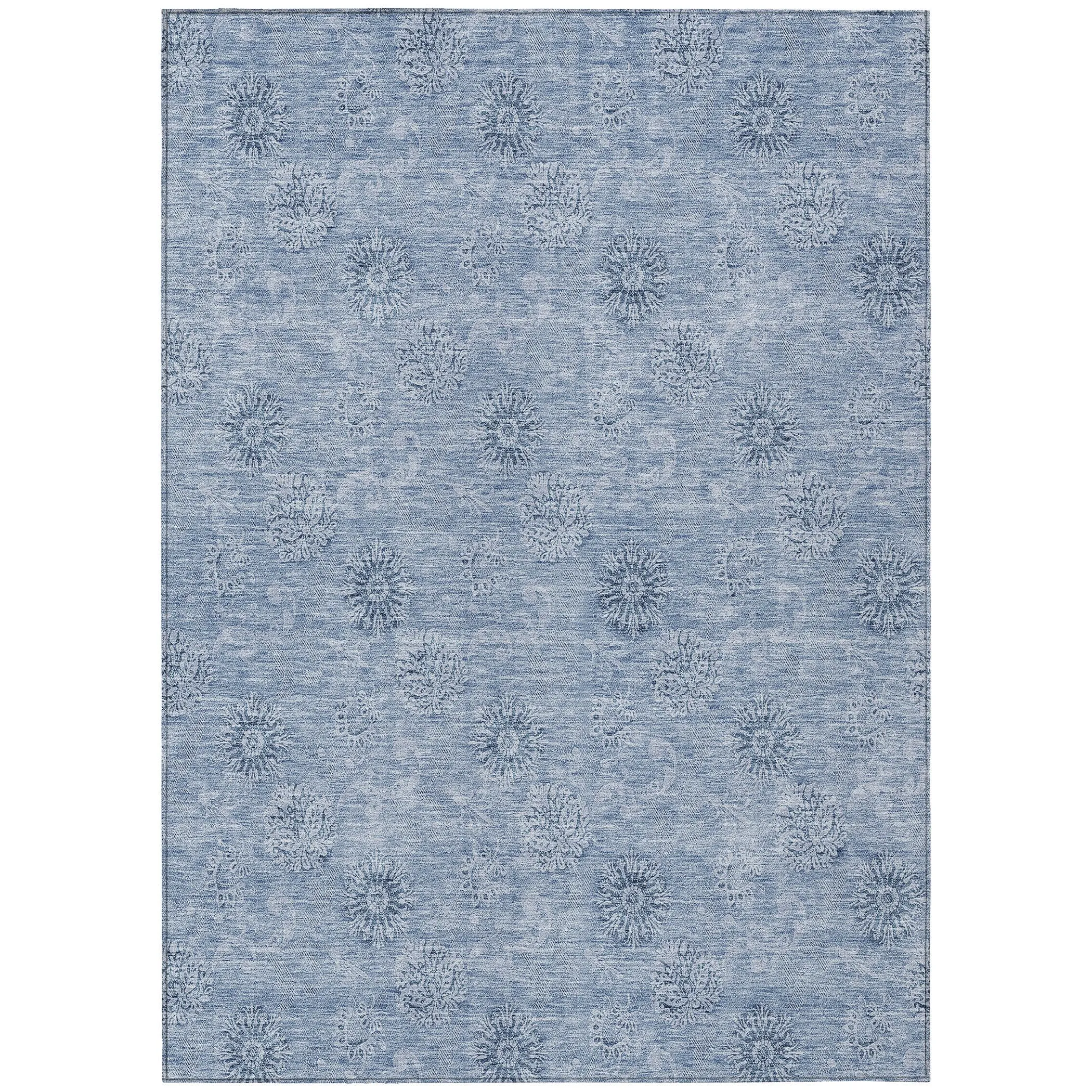 Machine Washable Indoor/ Outdoor Chantille Floral Burst Rug