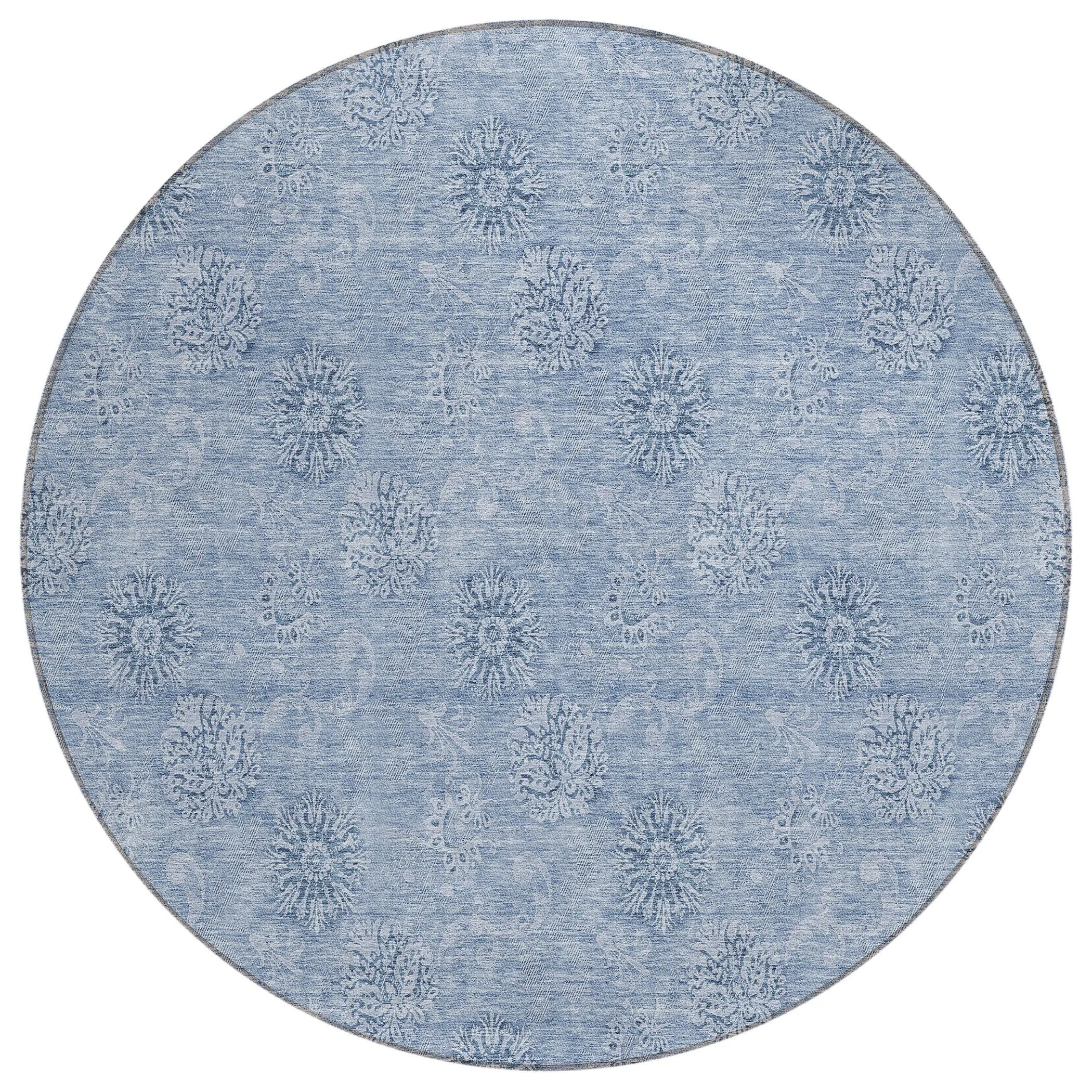 Machine Washable Indoor/ Outdoor Chantille Floral Burst Rug
