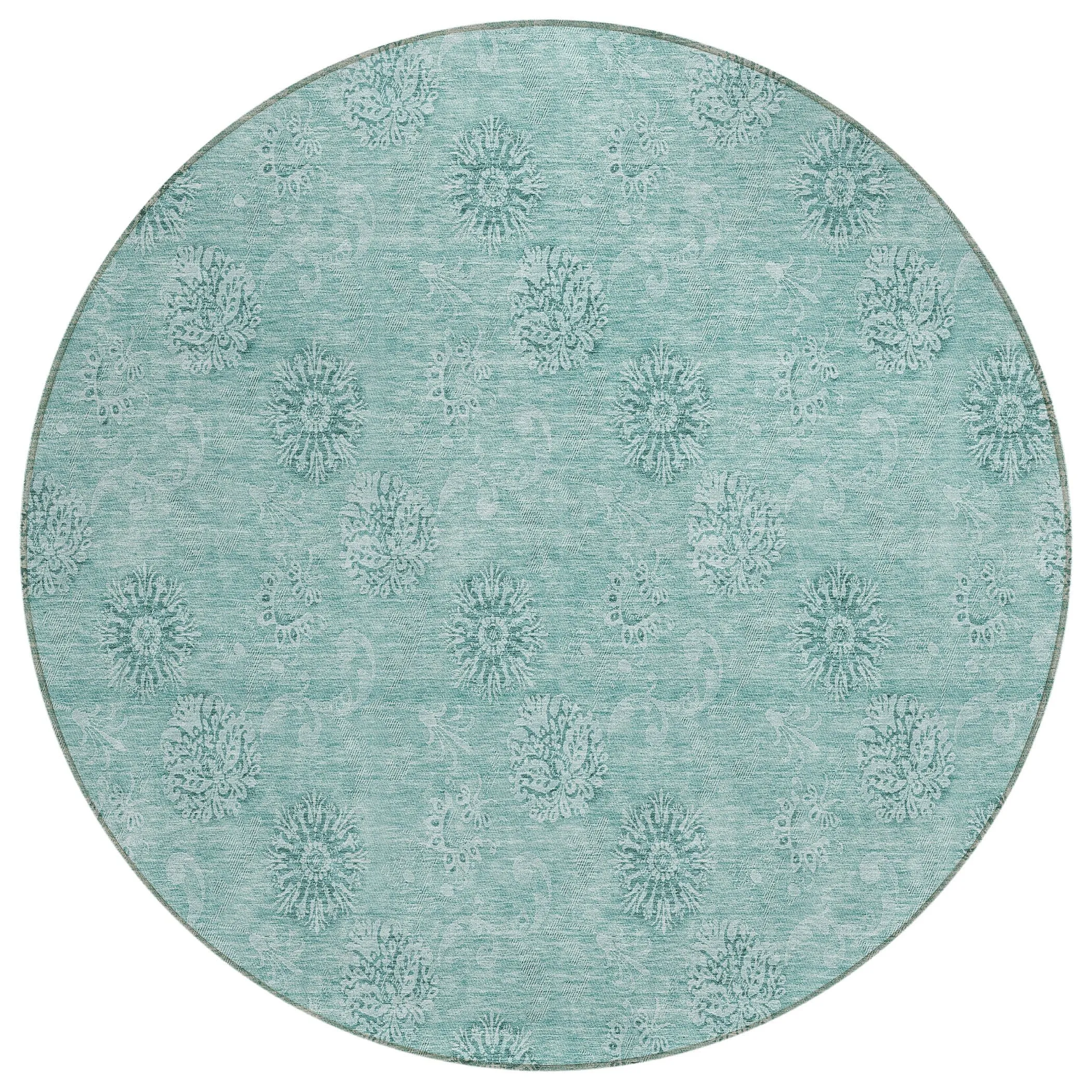 Machine Washable Indoor/ Outdoor Chantille Floral Burst Rug