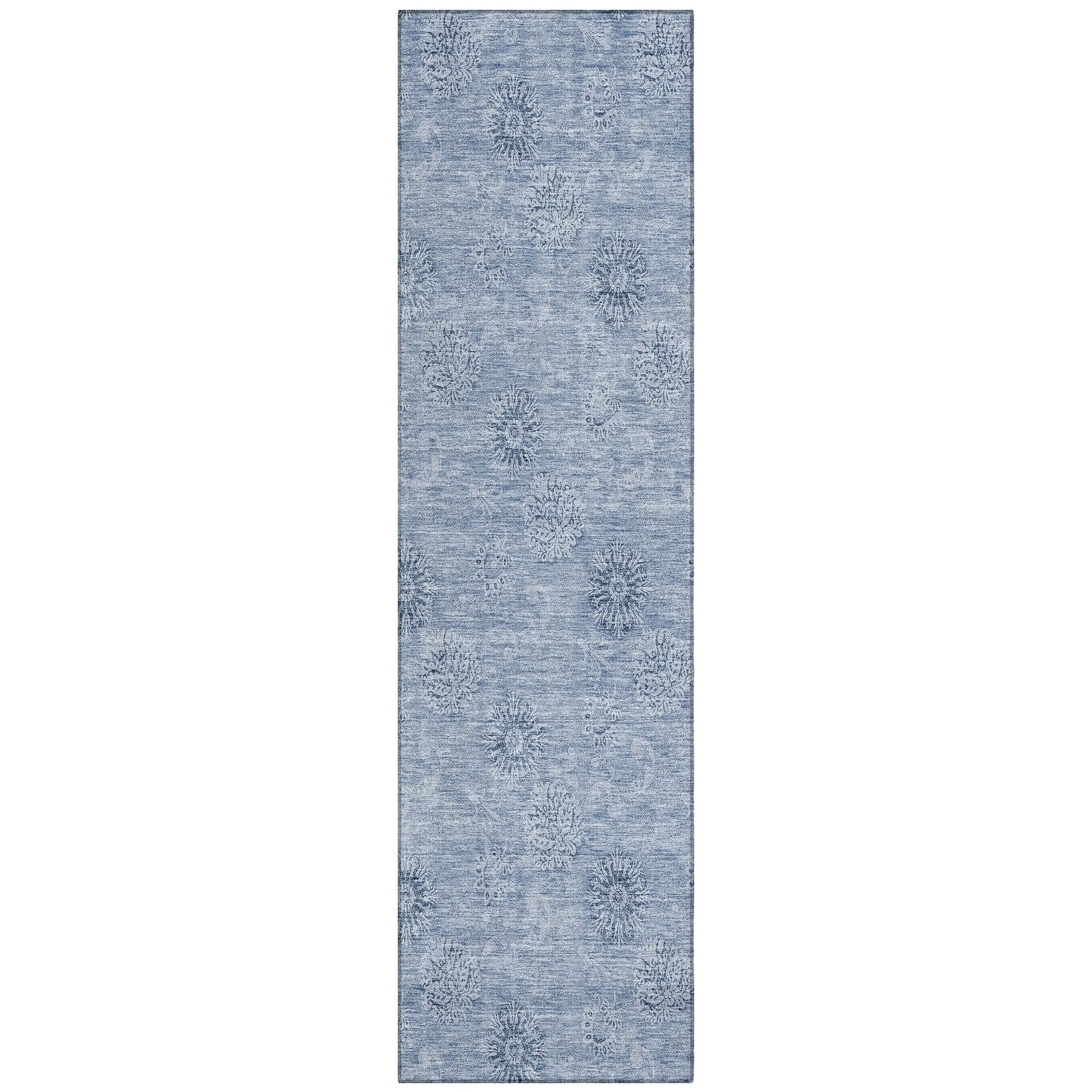 Machine Washable Indoor/ Outdoor Chantille Floral Burst Rug