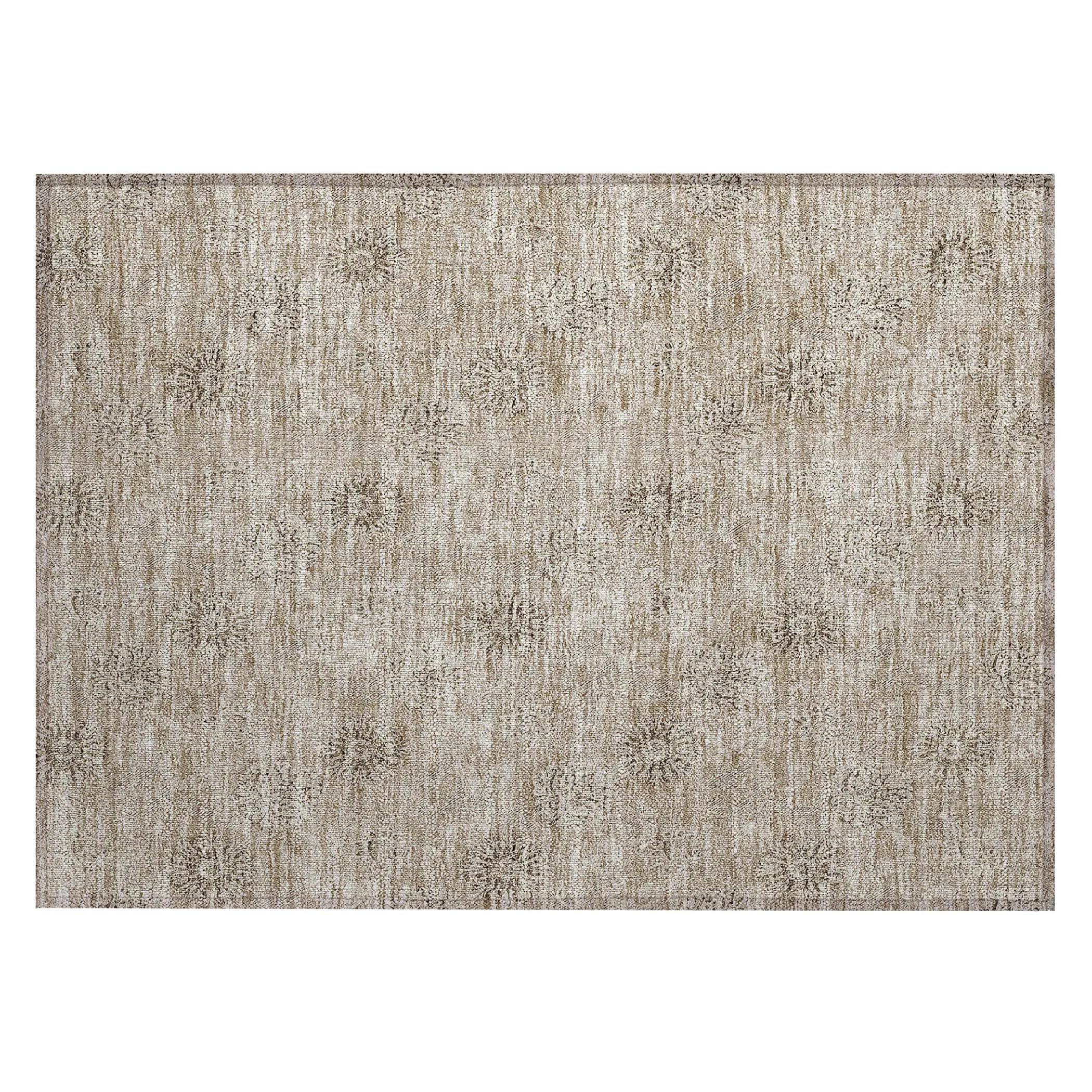 Machine Washable Indoor/ Outdoor Chantille Floral Burst Rug