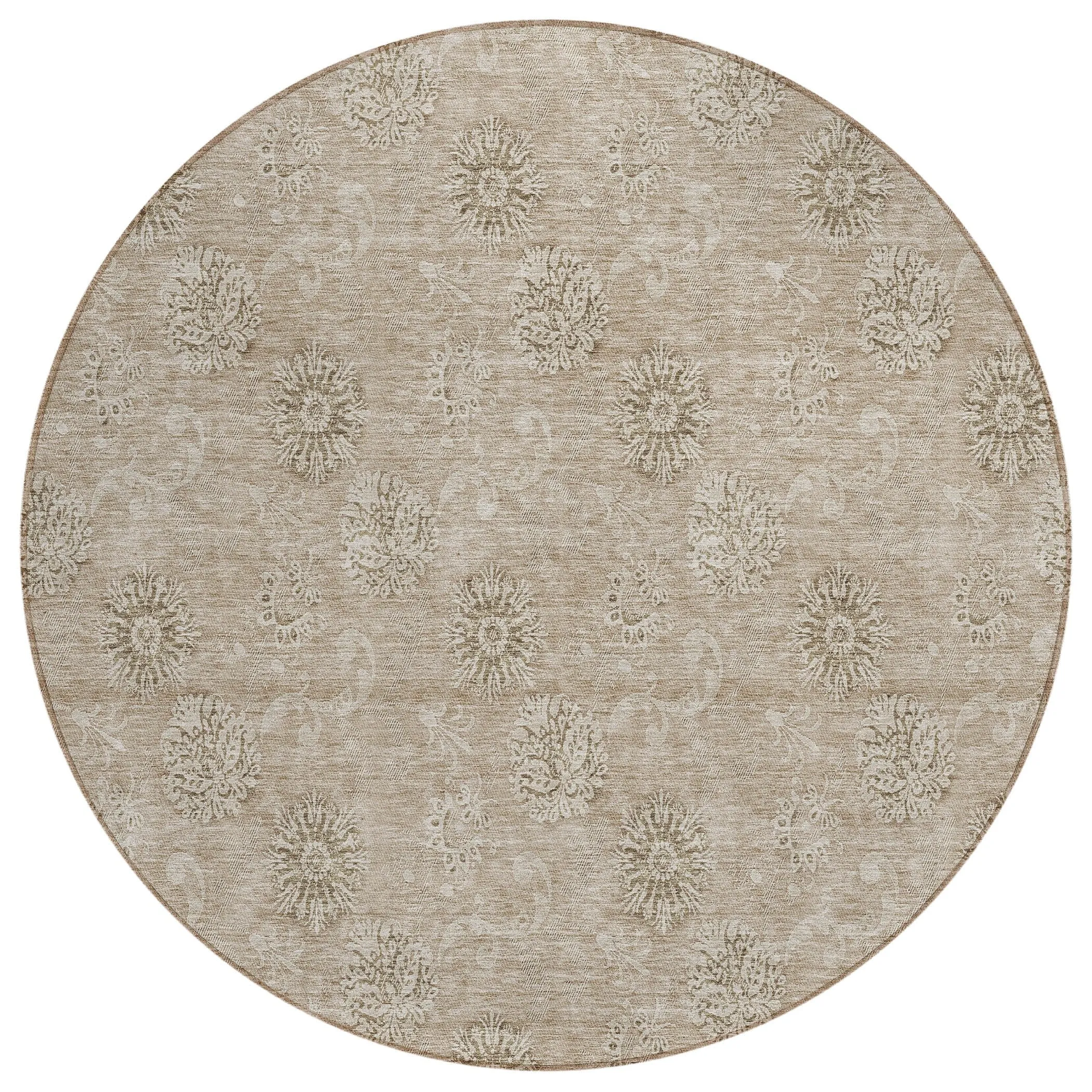 Machine Washable Indoor/ Outdoor Chantille Floral Burst Rug