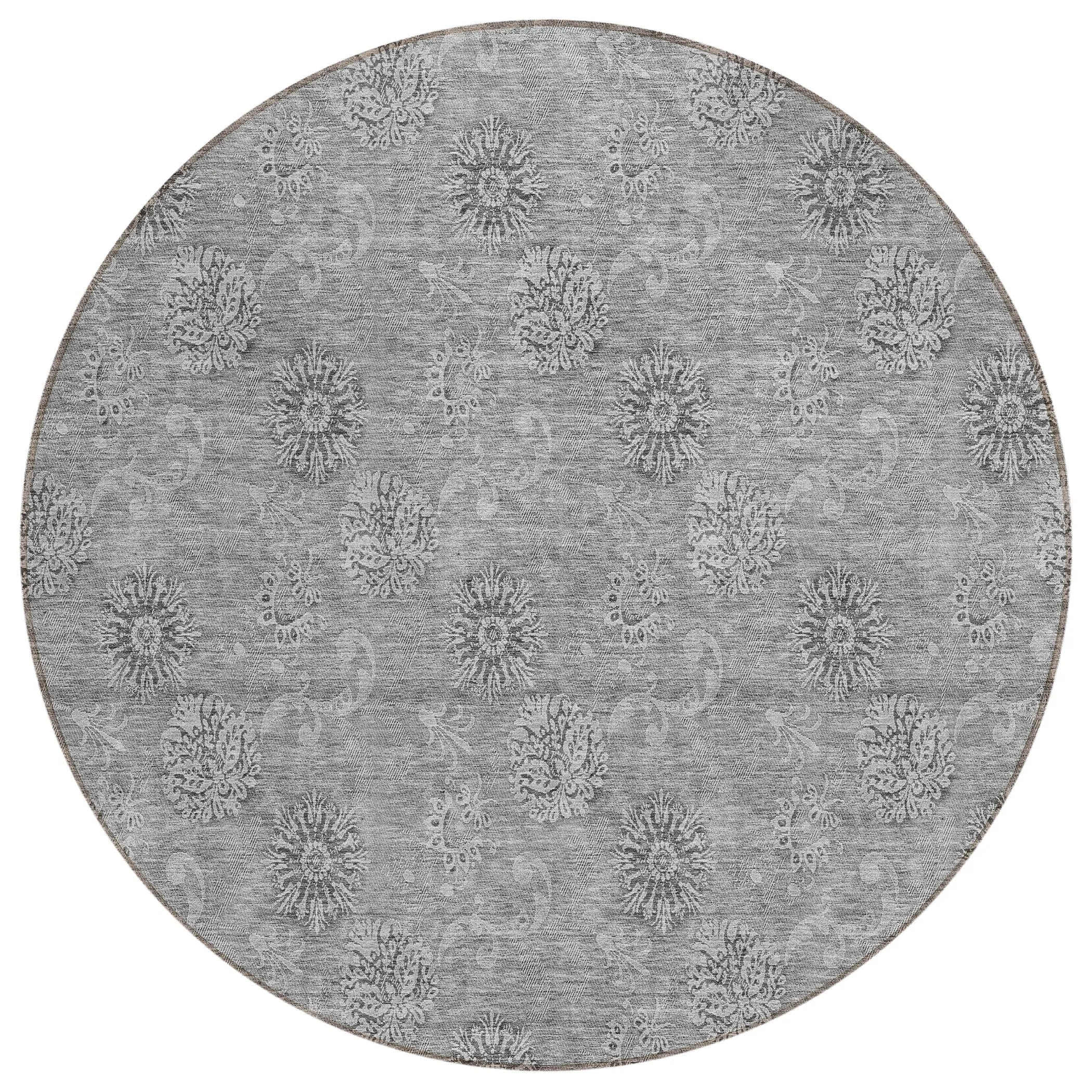 Machine Washable Indoor/ Outdoor Chantille Floral Burst Rug