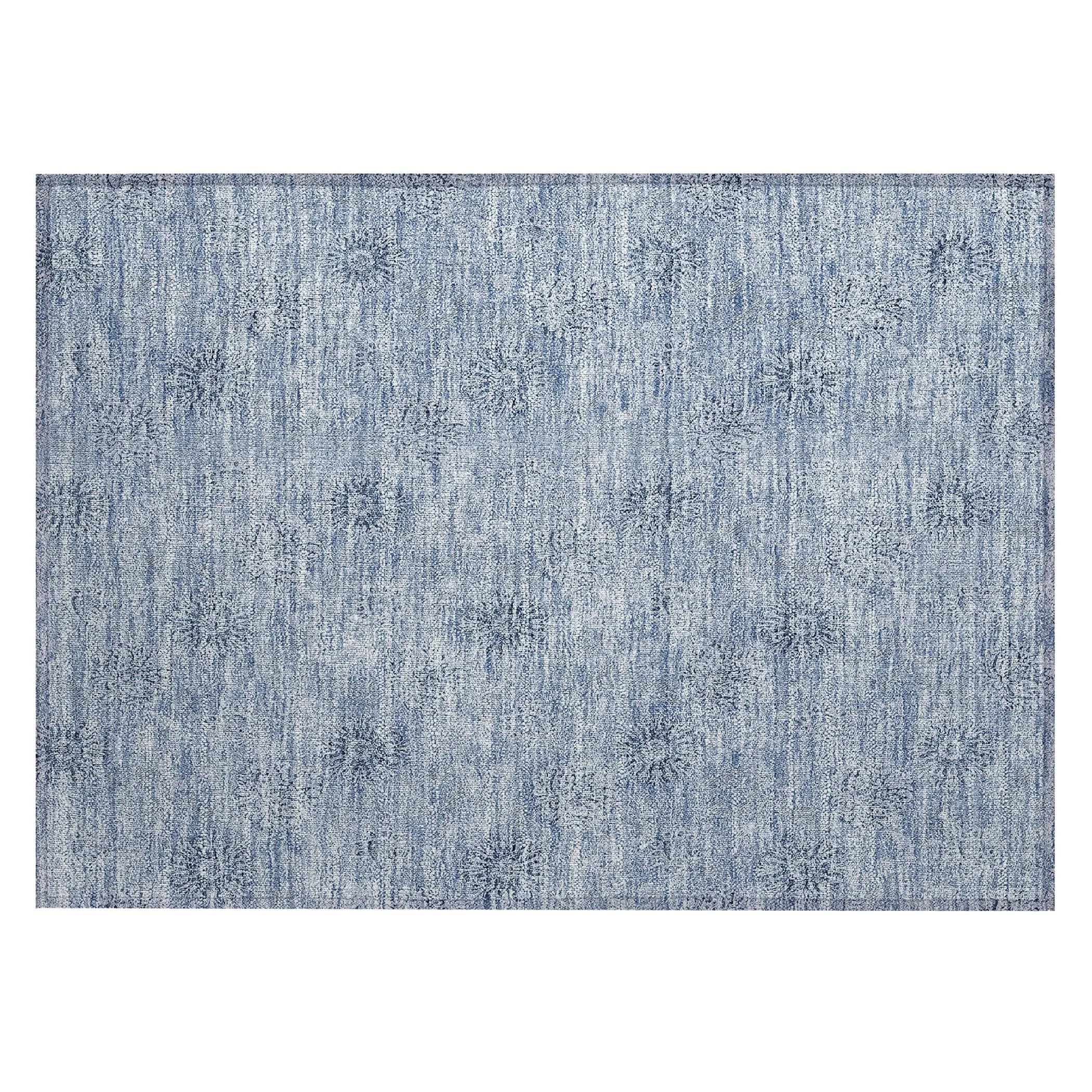 Machine Washable Indoor/ Outdoor Chantille Floral Burst Rug