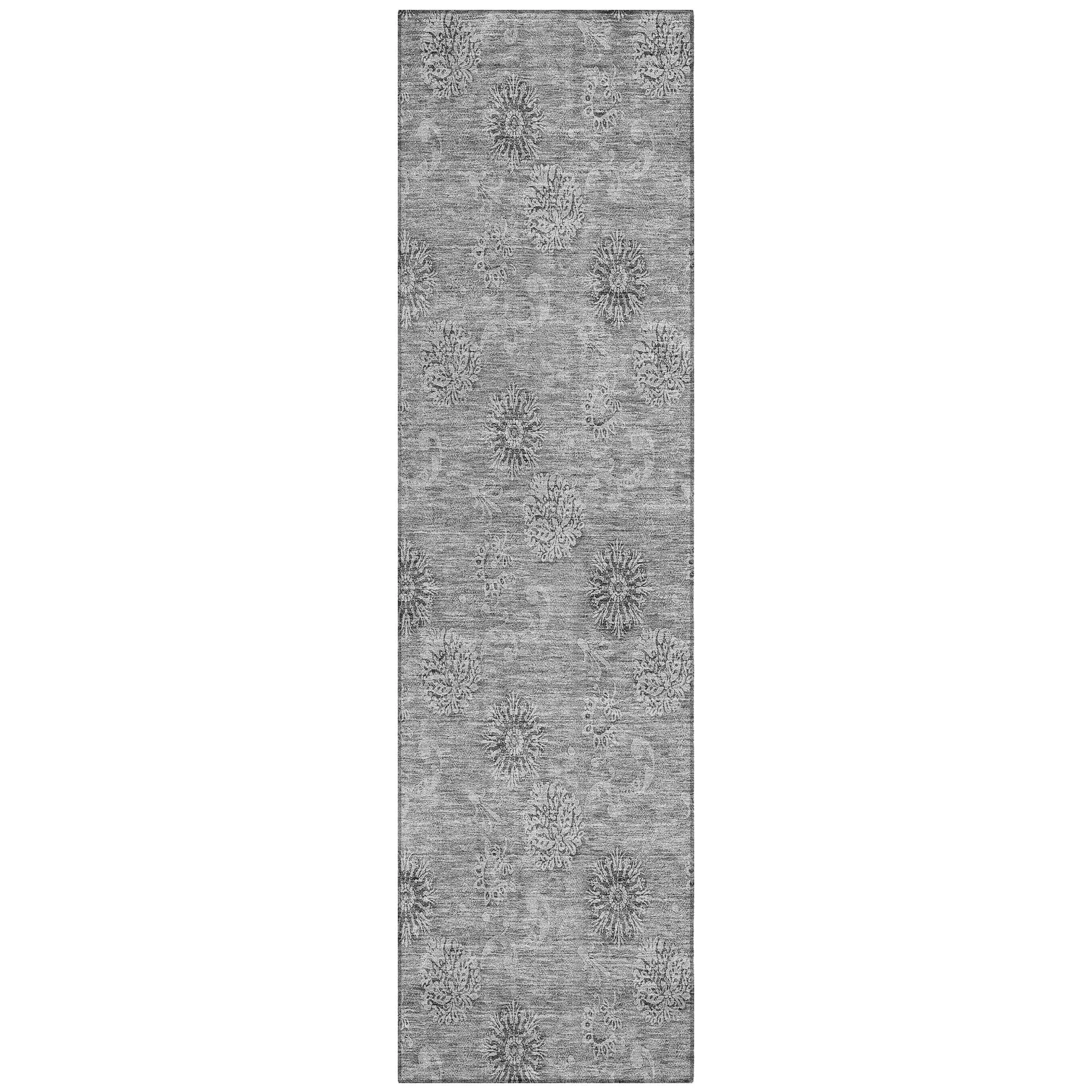 Machine Washable Indoor/ Outdoor Chantille Floral Burst Rug