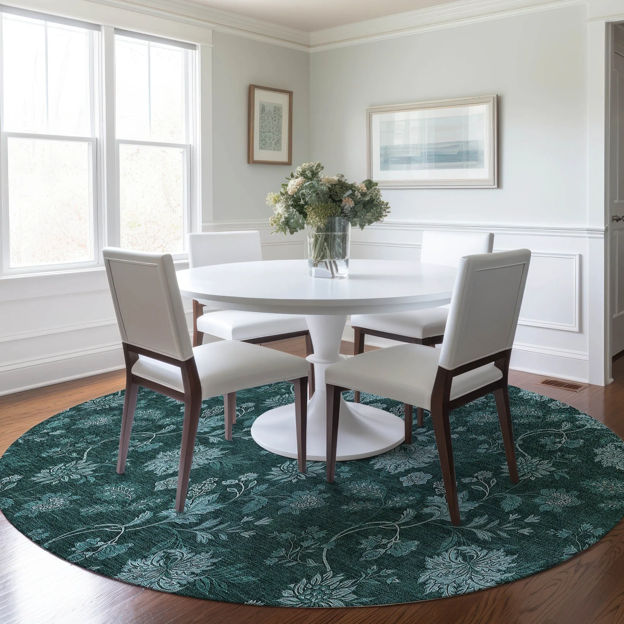 Machine Washable Indoor/ Outdoor Chantille Floral Farmhouse Rug