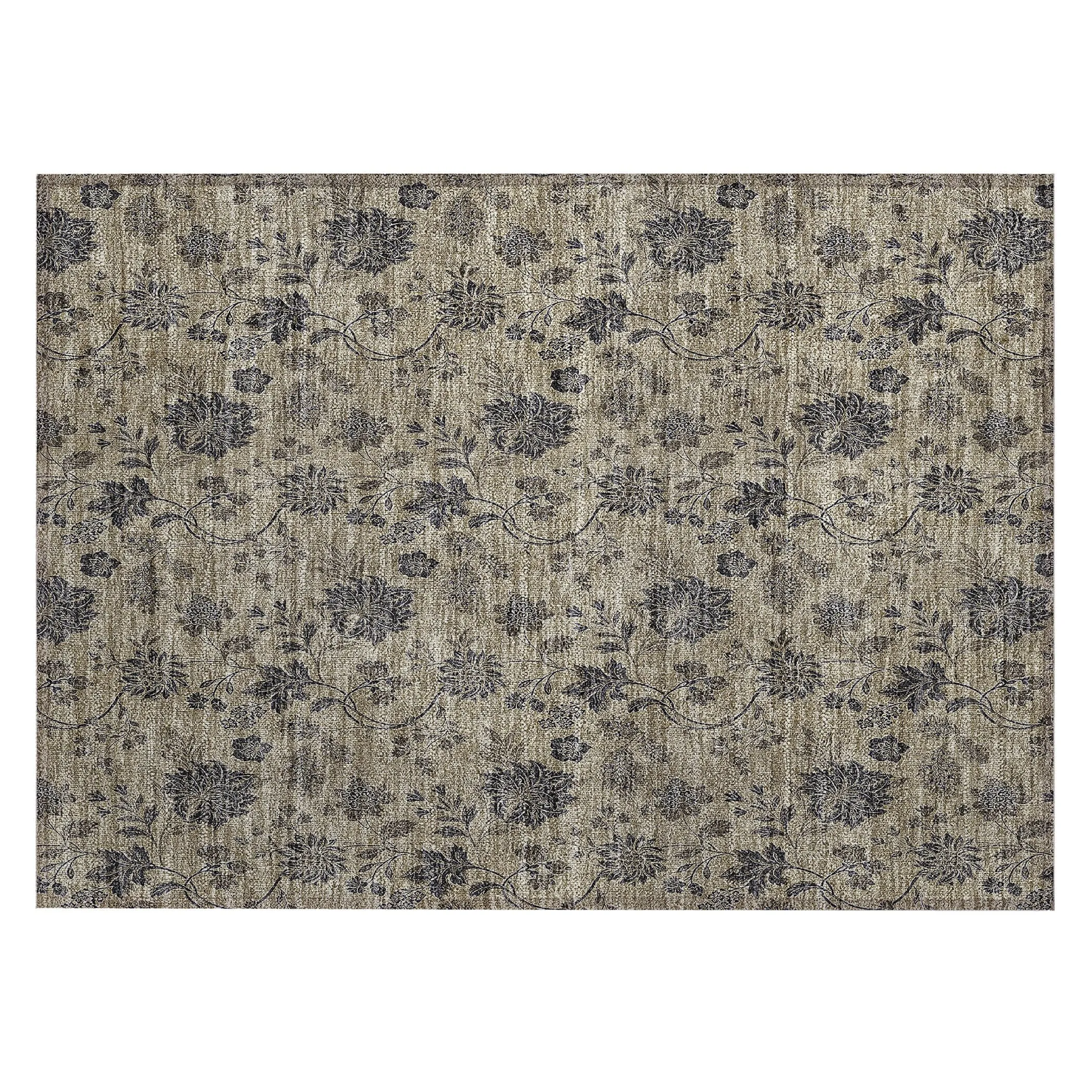 Machine Washable Indoor/ Outdoor Chantille Floral Farmhouse Rug