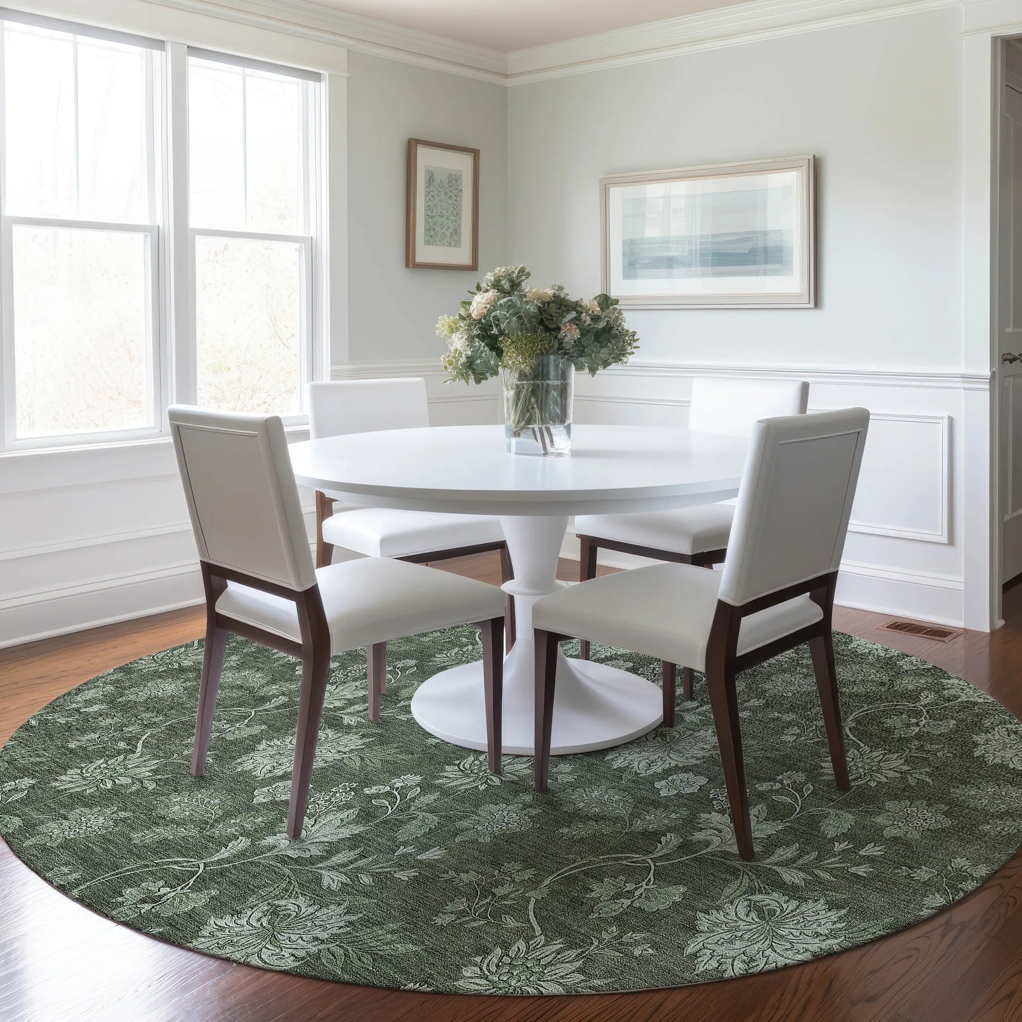 Machine Washable Indoor/ Outdoor Chantille Floral Farmhouse Rug
